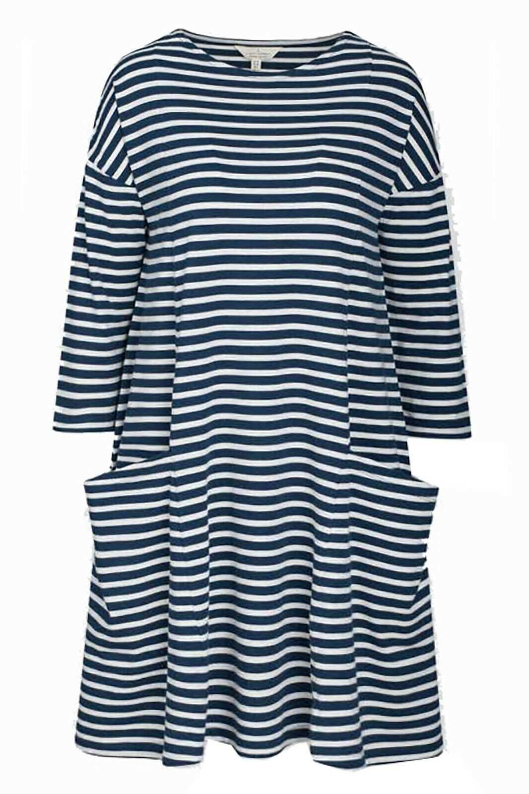 EX SEASALT Navy 3/4 Sleeve Organic Cotton Mill Pool Dress Sizes 8 or 10 RRP £50