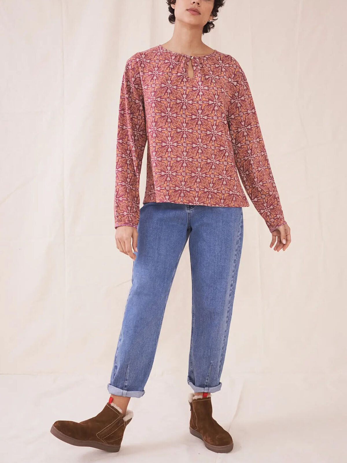 EX White Stuff Jersey Top Bea Plum Floral Sizes 10, 12, 14, 16, 20 RRP £39