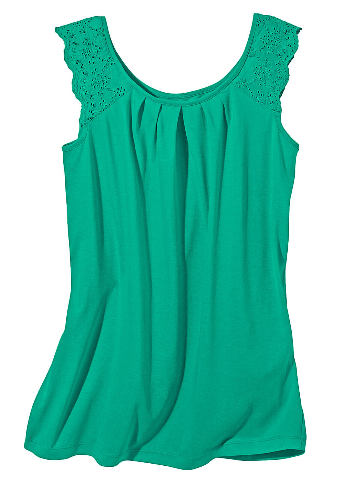 Blancheporte Mint Green Cotton Blend Sleeveless Broderie Trim Top Sizes 24 or 26