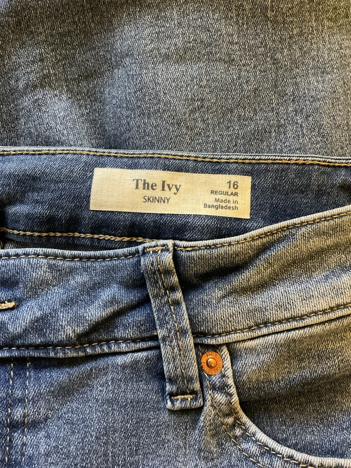 EX M*S The Ivy Skinny Mid Blue Denim Jeans Size 16 Regular2