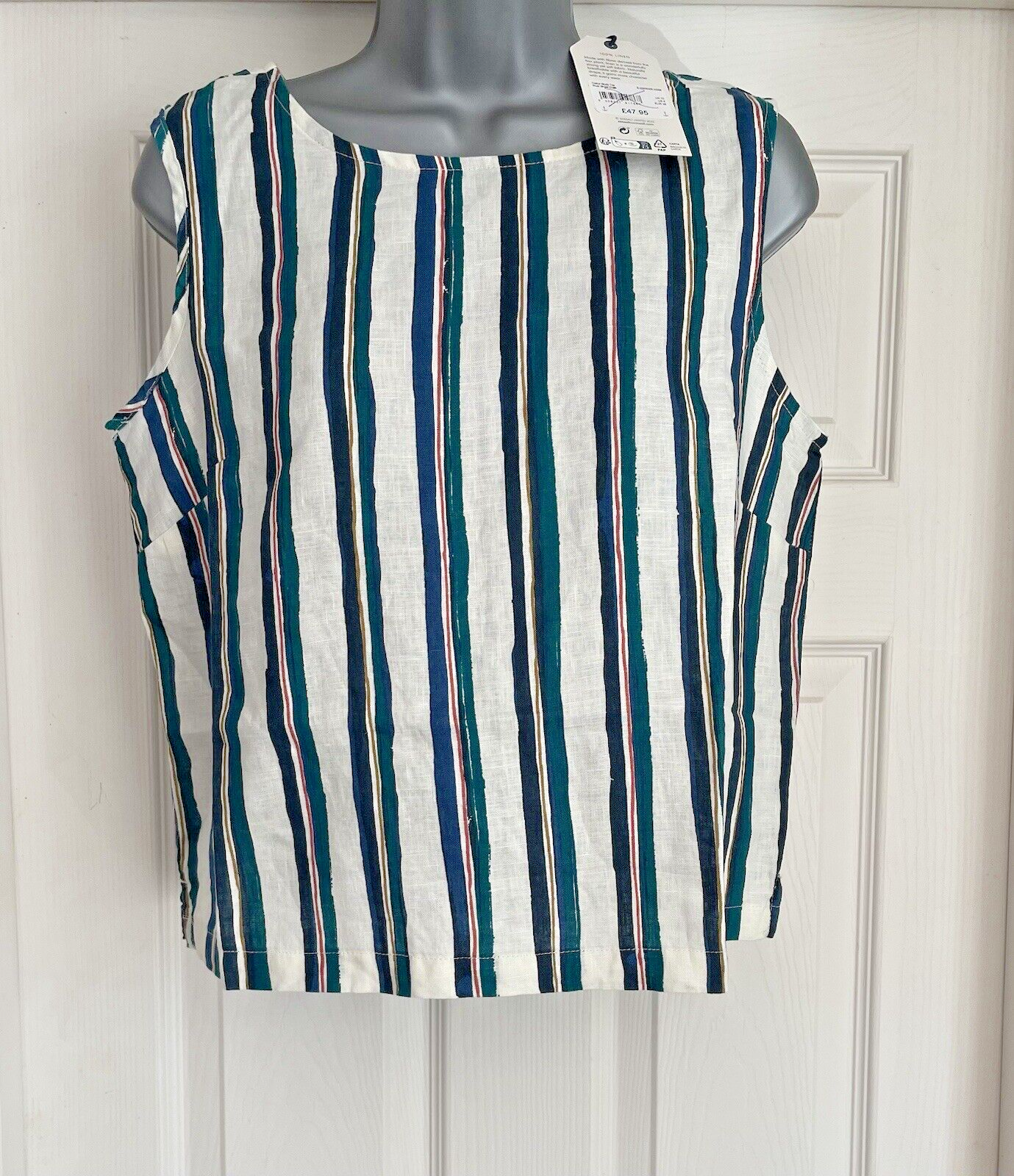 EX Seasalt River Stripe Chalk Linen Colour Study Top 8 10 12 14 16 18 RRP £48