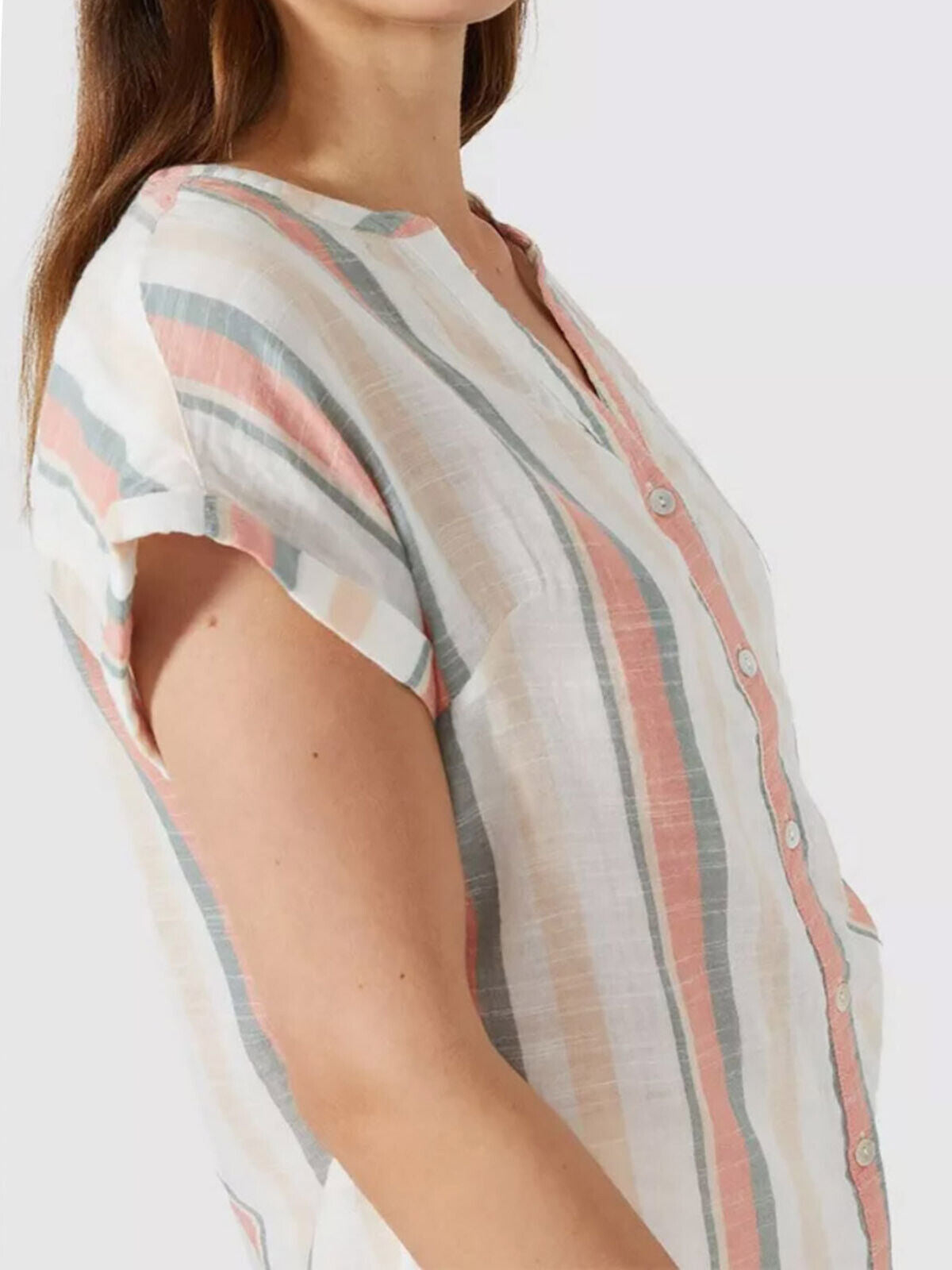 Debenhams Maine New England Rose Cotton Striped Button Through Top 16 18 20
