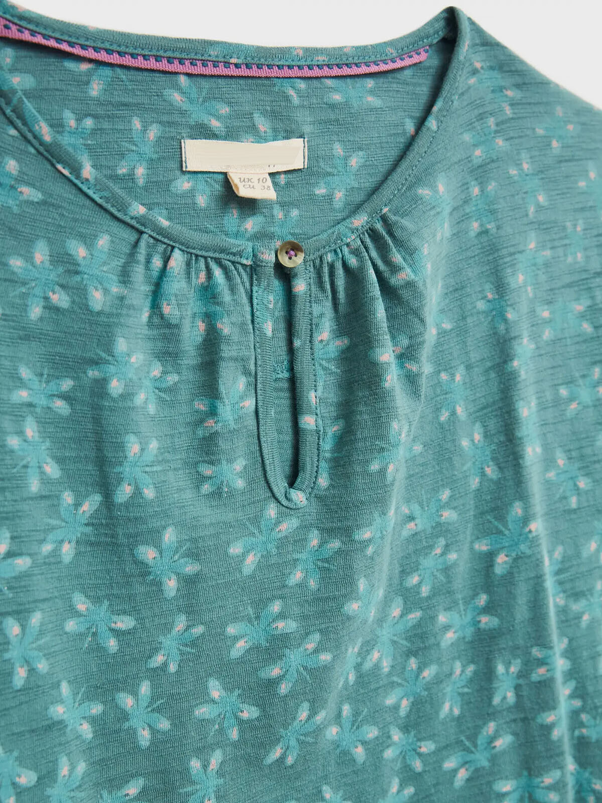 EX White Stuff Jersey Top Bea Teal Floral Sizes 10, 12, 16, 18, 20 RRP £39