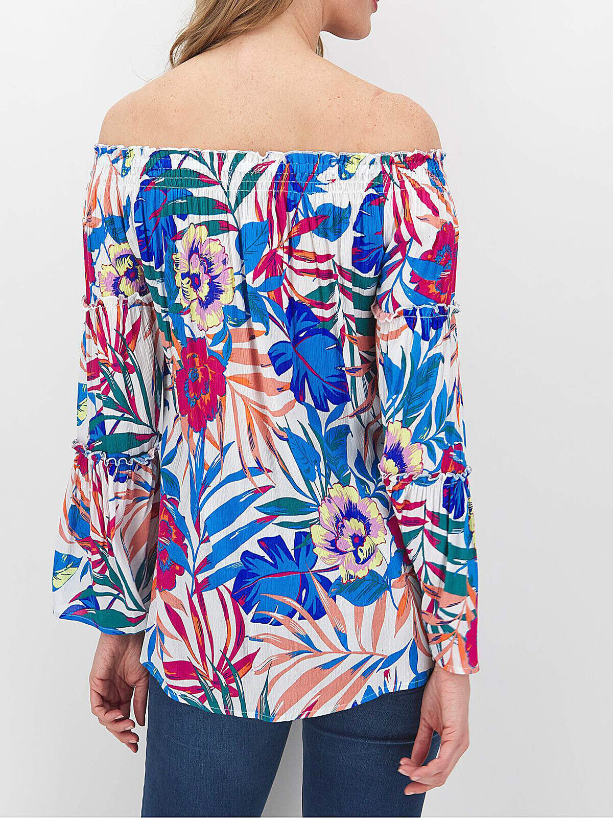 JD Williams Blue Crinkle Bardot Top in Sizes 28 or 30 RRP £28