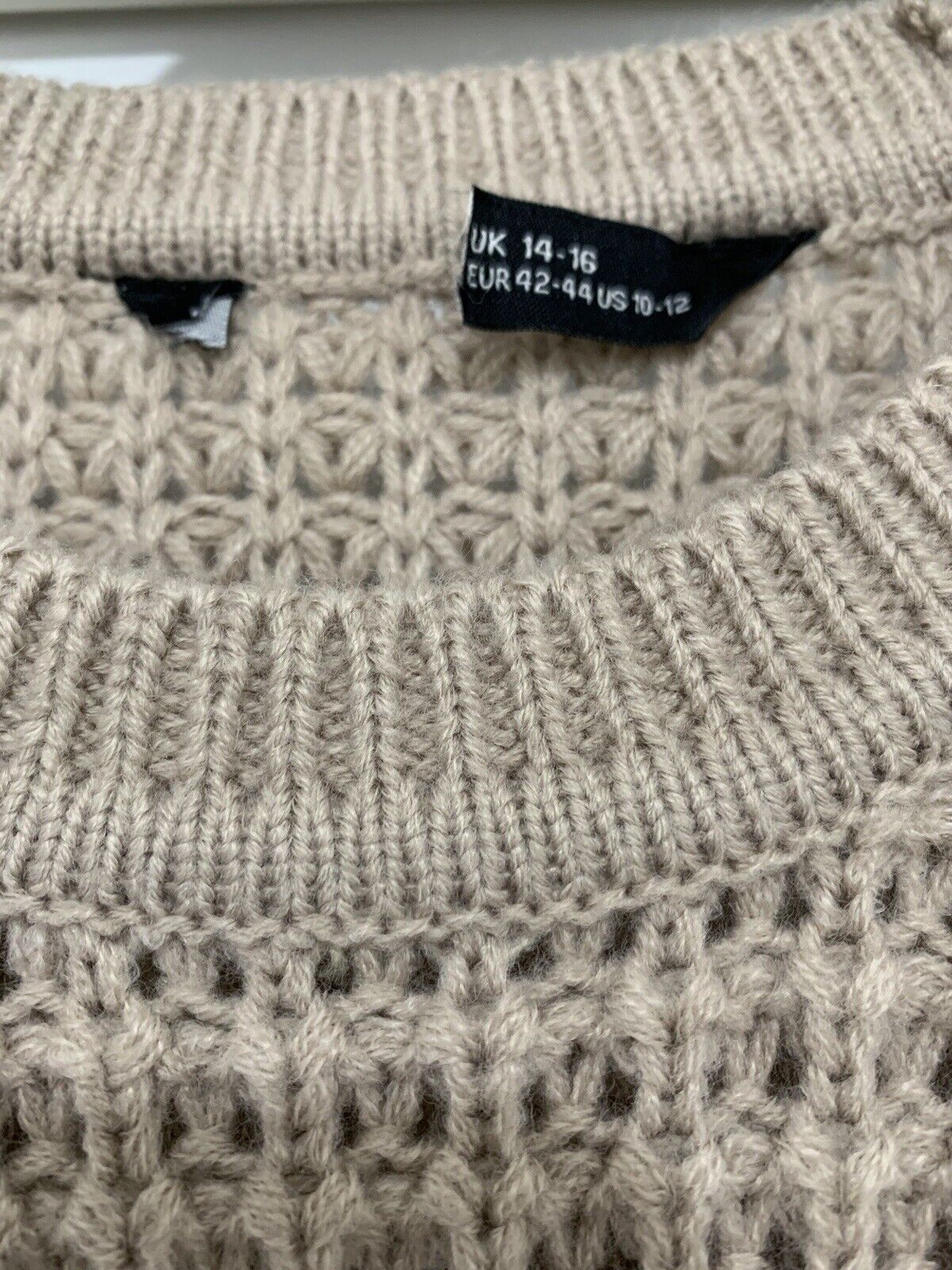 Curve Beige Plush Cable Knit Jumper in Sizes 14/16, 18/20, 22/24, 26/28