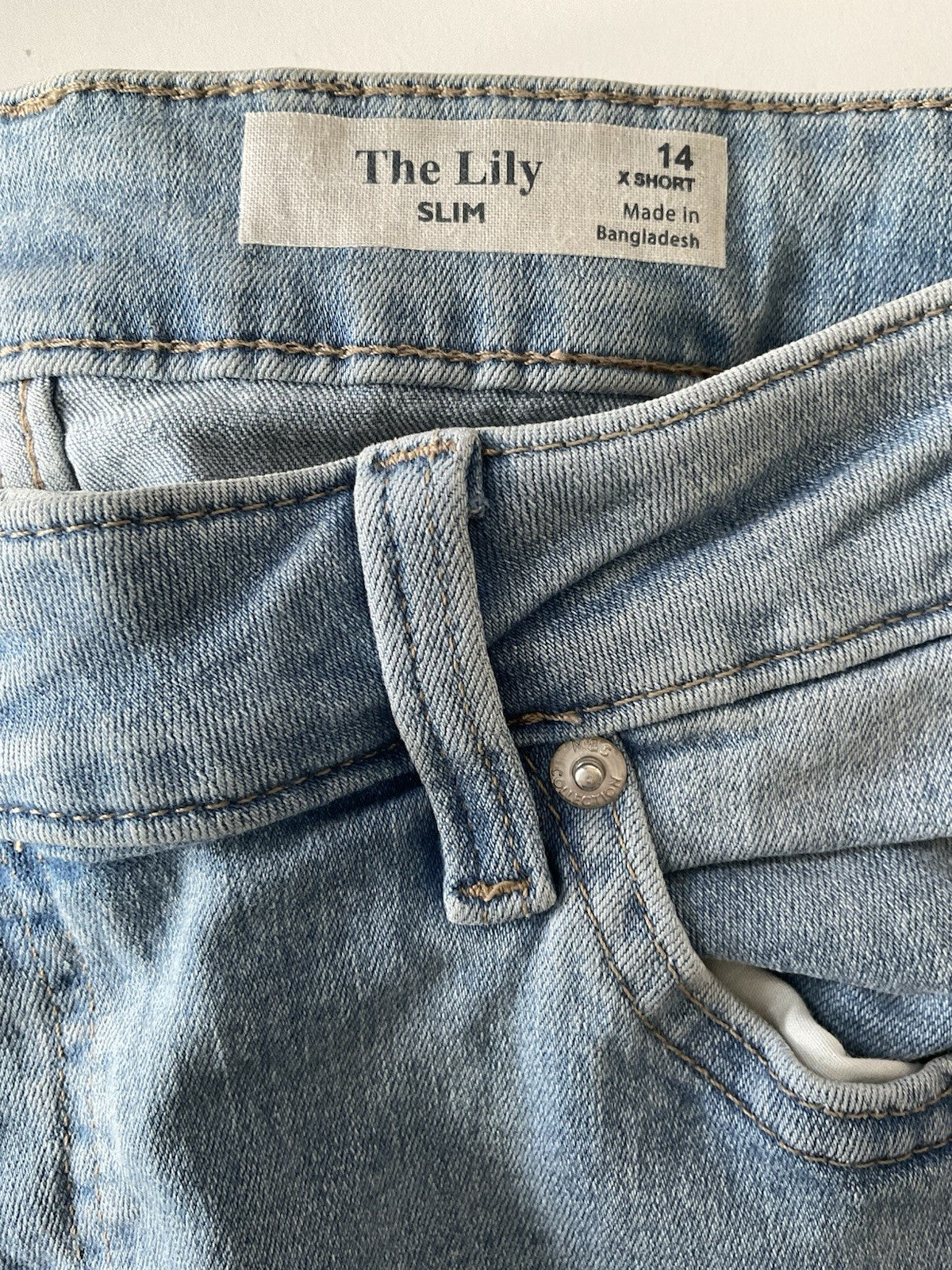 EX M*S The Lily Slim Light Blue Denim Jeans Size 14 X Short2