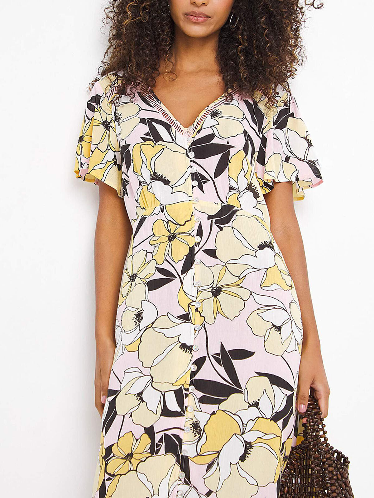JD Williams Multi Floral Crinkle Button Through Dress 10, 12, 14, 24, 28 RRP £39