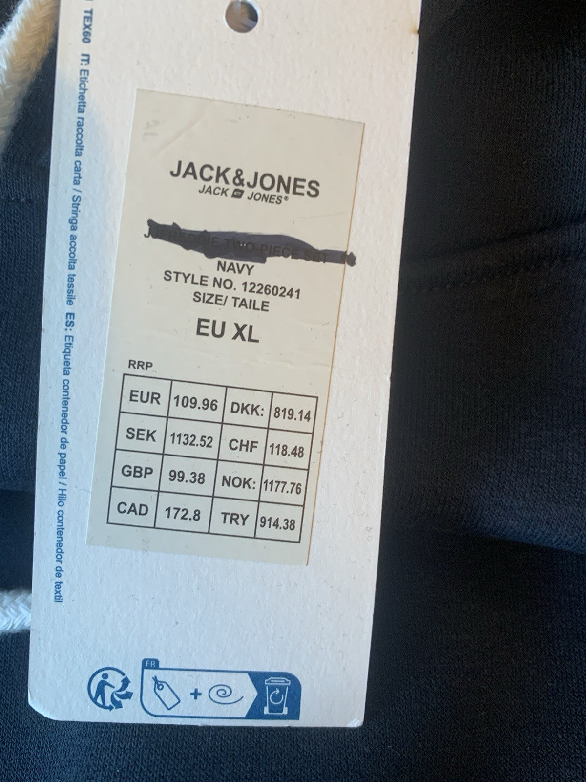 Jack & Jones Mens Navy Hooded Sweatshirt Hoodie Pullover Top Size XL4