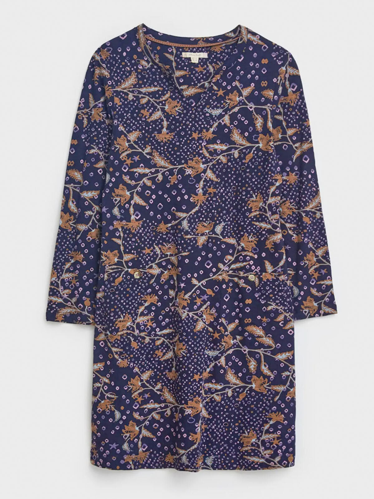 EX White Stuff Navy V Neck Bea Fairtrade Dress 10, 12, 14, 16, 18, 20, 22 RRP£59