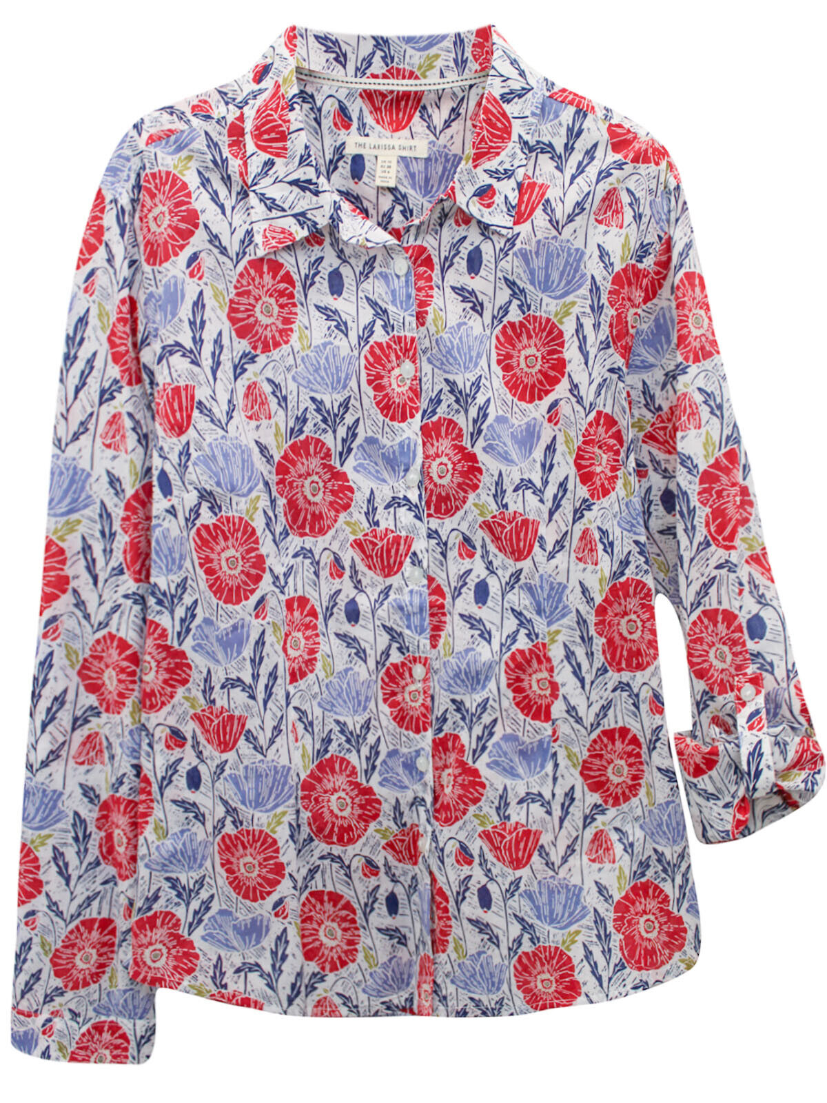 EX Seasalt Larissa Organic Cotton Shirt Lino Poppies Chalk 10 12 14 16 18 22 24