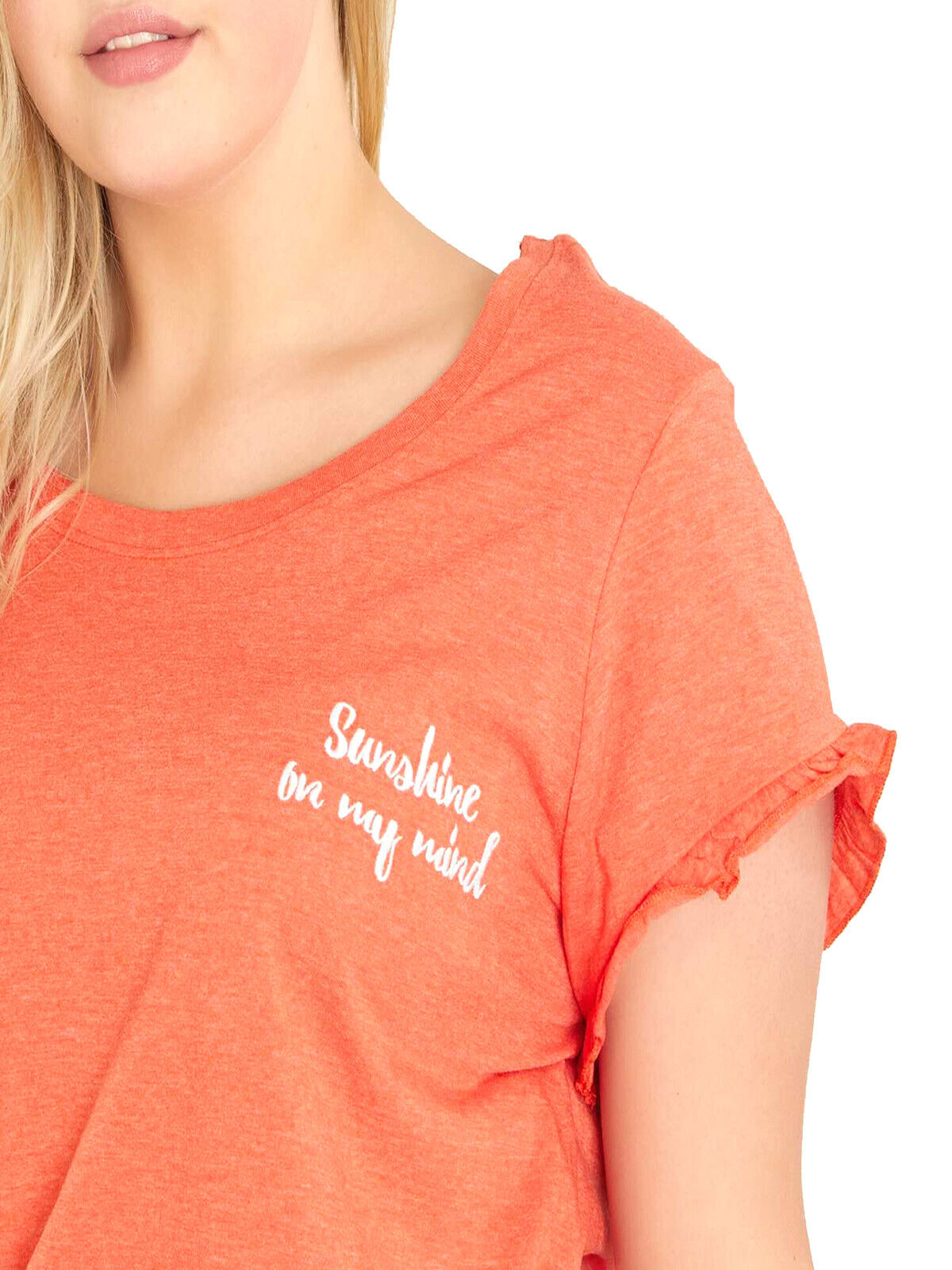 KIABI Orange Cotton Blend Frill Sleeve &