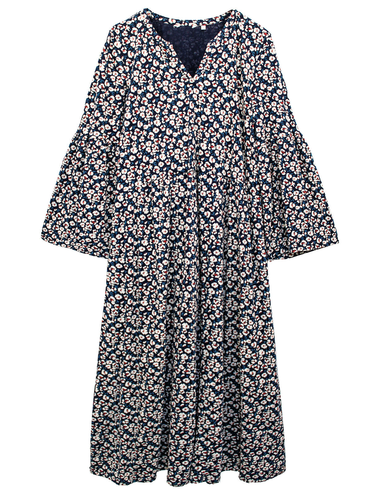 EX Seasalt Navy Flared Sleeve Nicholson Dress Painted Speedwell Maritime 12-28
