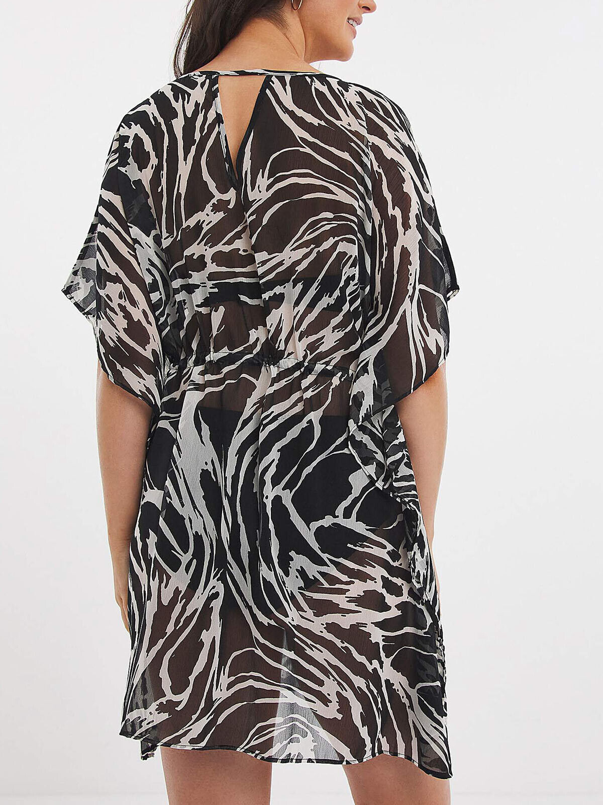 JD Williams Black Printed Tie Waist Kaftan Sizes 16/18, 20/22, 24/26