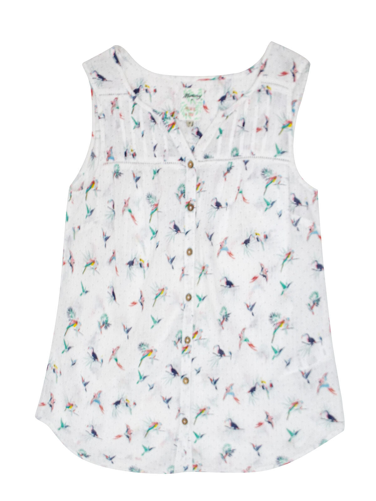 EX Mantaray Debenhams White Pure Cotton Toucan Print Blouse Sizes 10-26 RRP £25