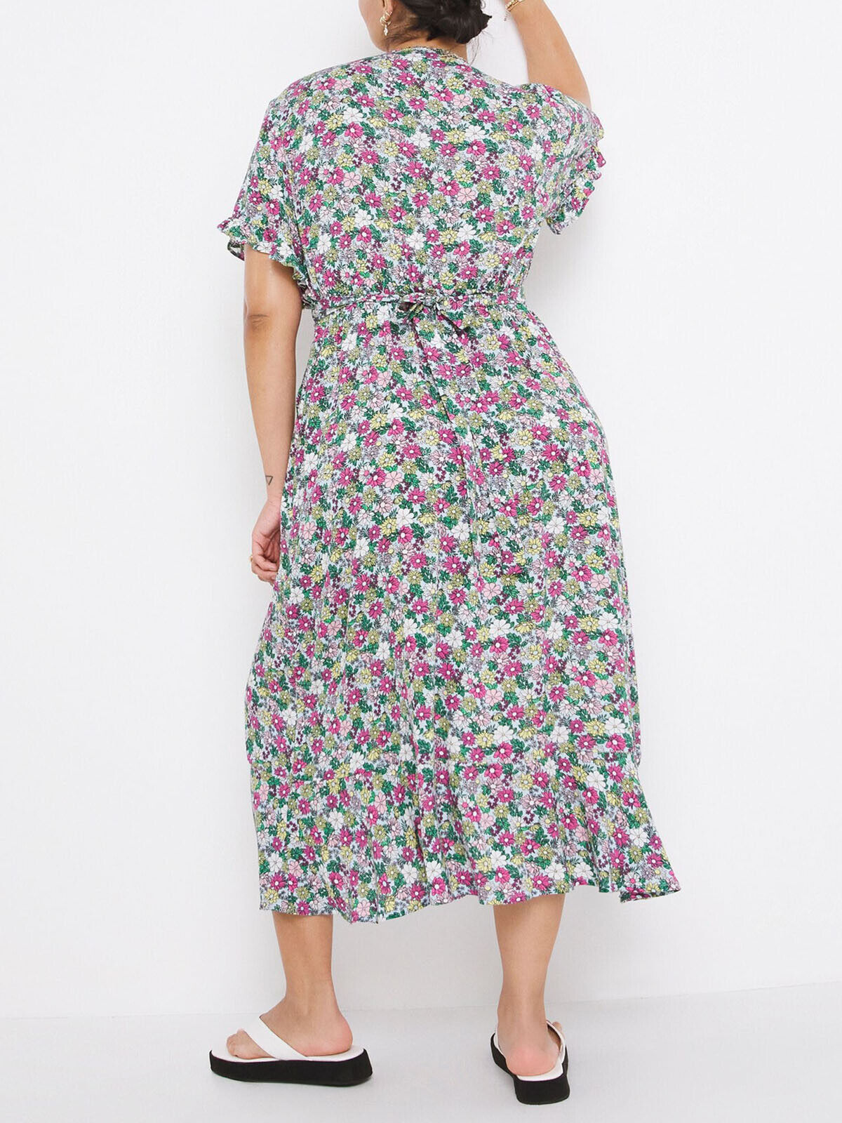 Simply Be Multi Printed Crinkle Wrap Midi Dress in Sizes 16, 18, 20, 22, 24, 28