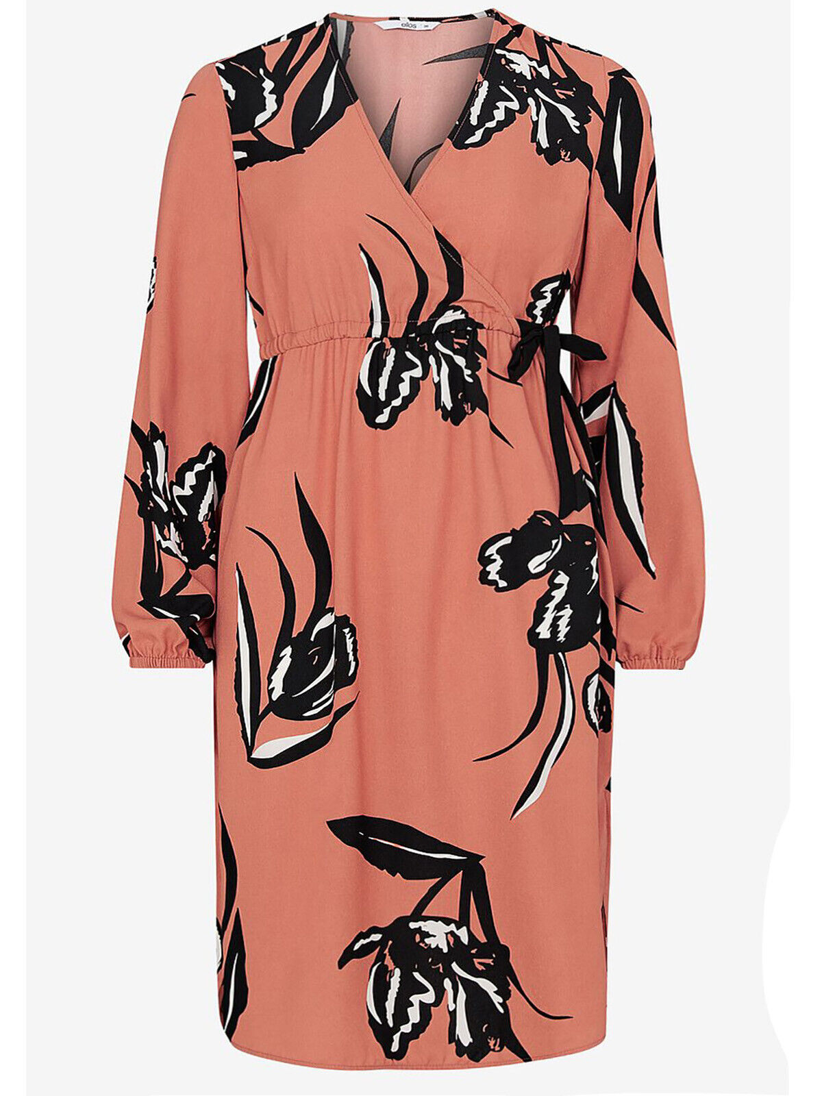Ellos Terracotta Floral Print Wrap Front Midi Dress in UK Sizes 20-24 (EU 46-50)