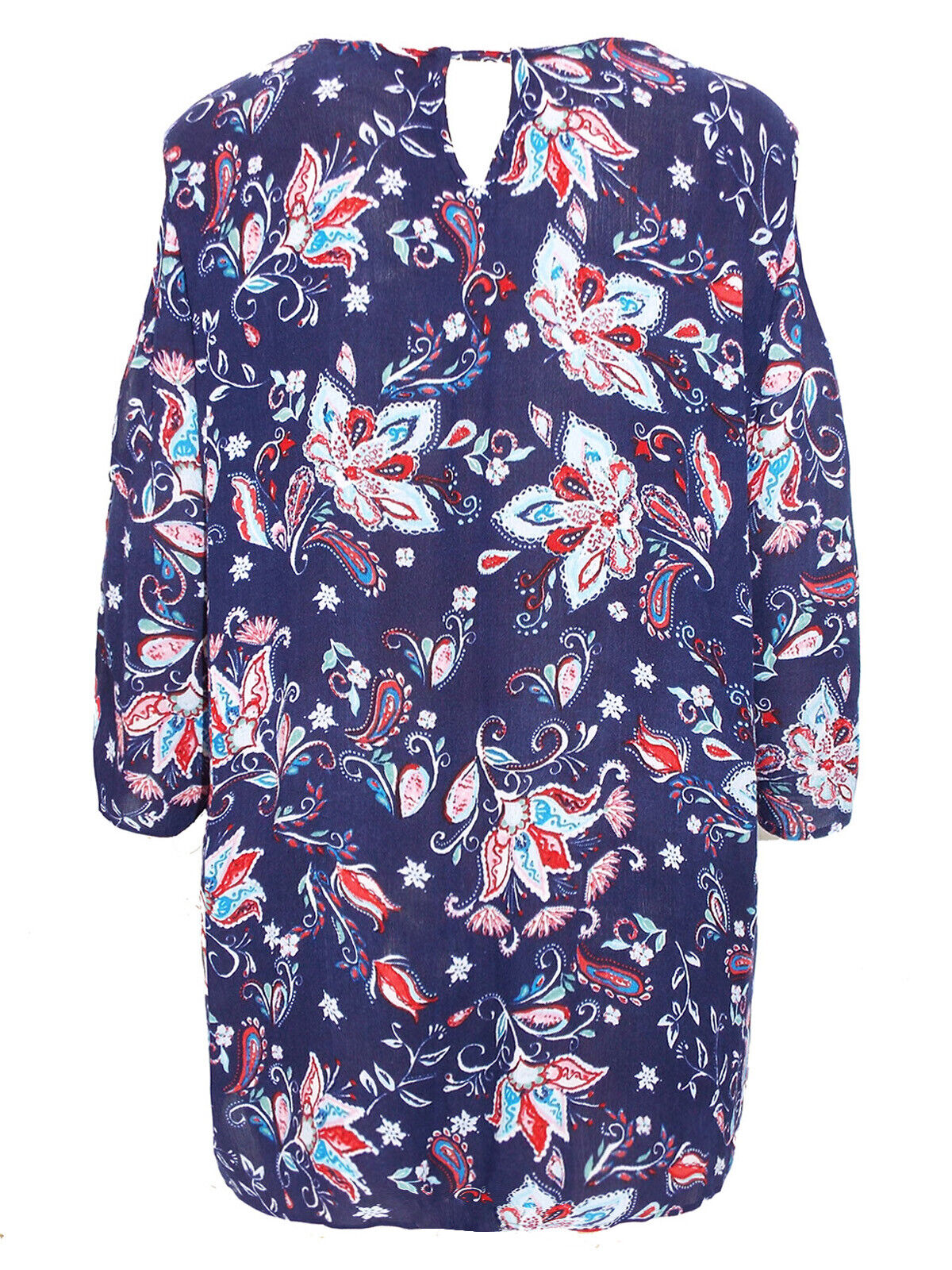 M&Co Navy Floral Print Cold Shoulder Top in Plus Sizes 20 or 24 RRP£26