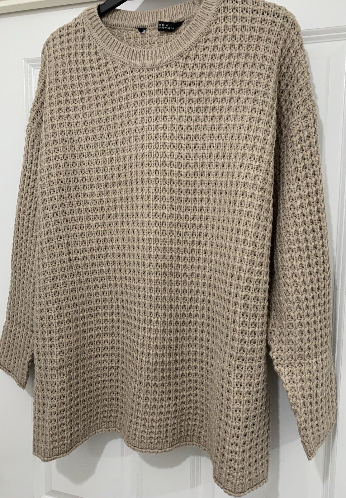 Curve Beige Plush Cable Knit Jumper in Sizes 14/16, 18/20, 22/24, 26/28