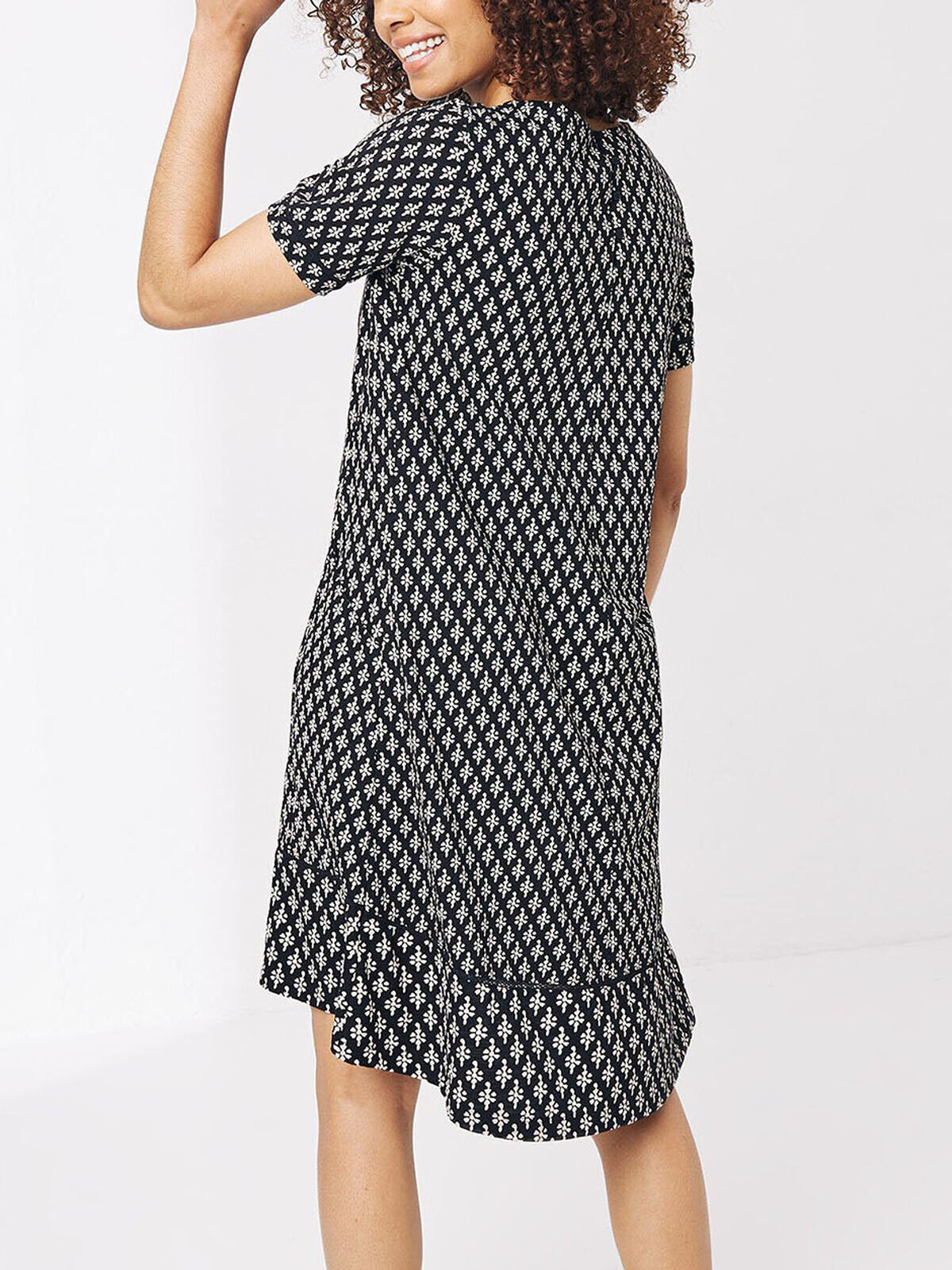 Fat Face Black Simone Dress Ethnic Floral Jersey 8, 10, 12, 14, 16, 18 RRP £46