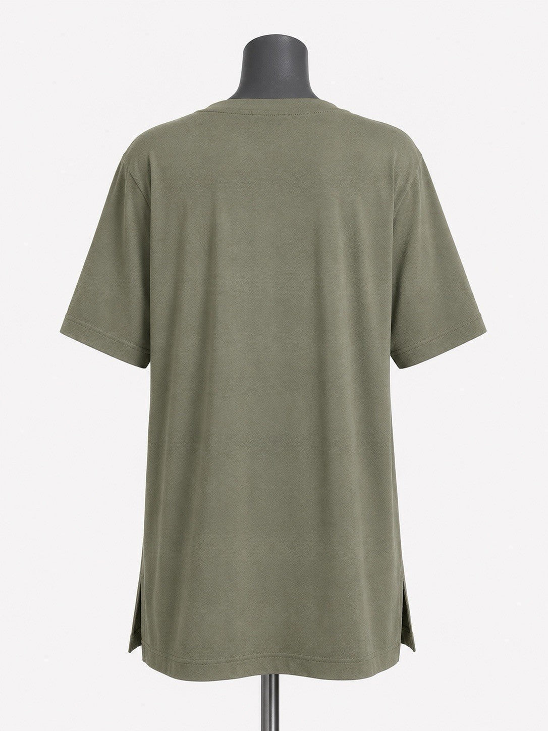 Muted Green Cotton Modal Slouch V-Neck T-Shirt Size Large1