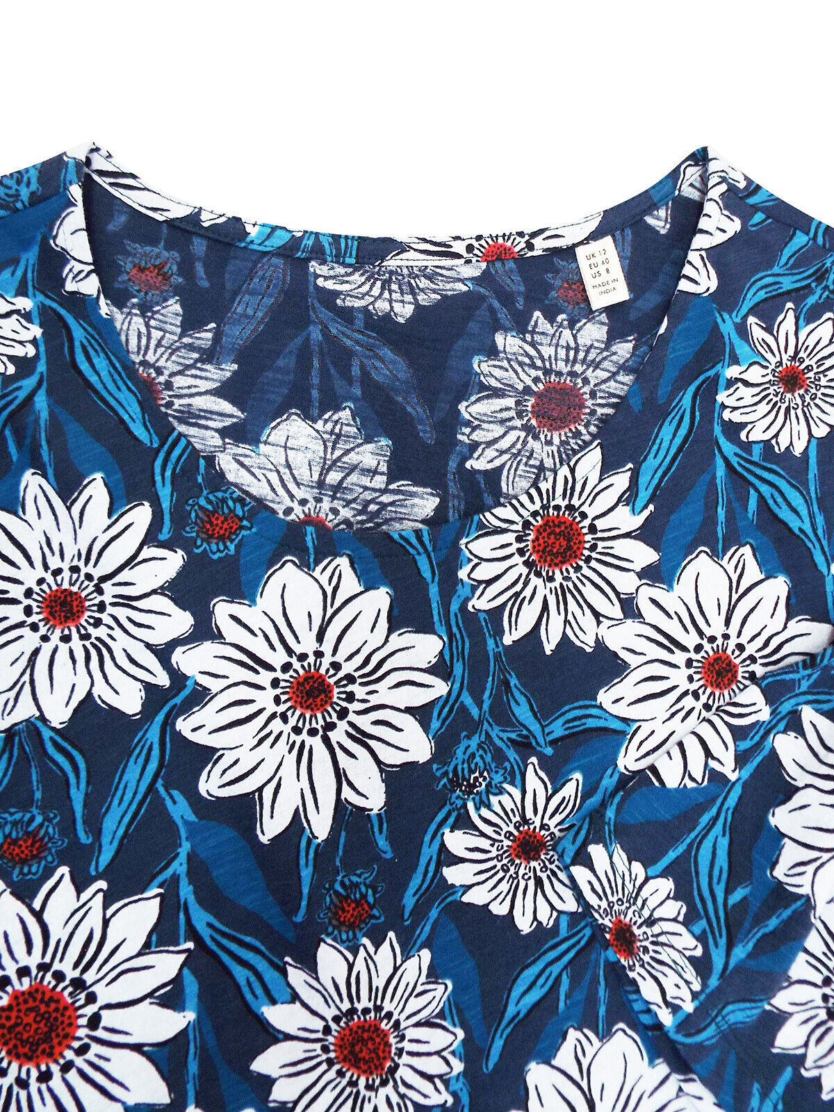 EX SEASALT Blue Daisy Stem Swell Organic Cotton A-Line Salt Bell Top Sizes 10 12