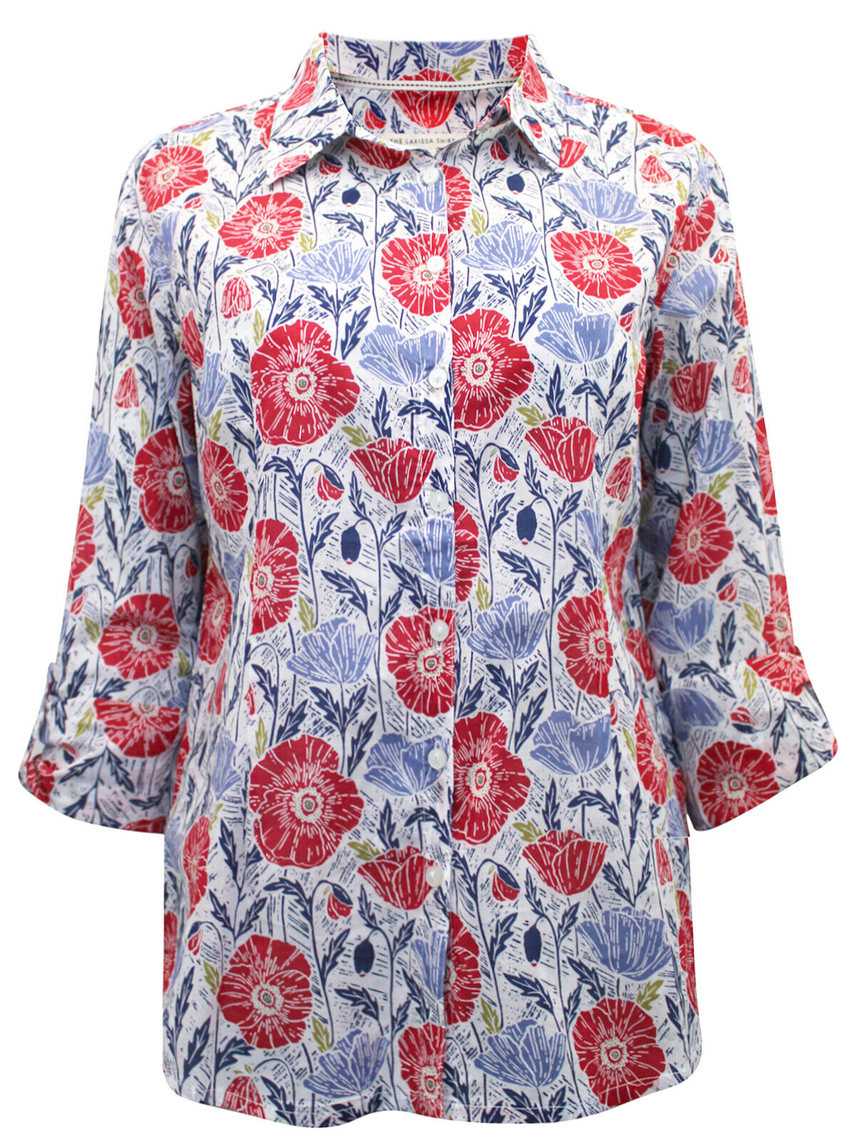 EX Seasalt Larissa Organic Cotton Shirt Lino Poppies Chalk 10 12 14 16 18 22 24