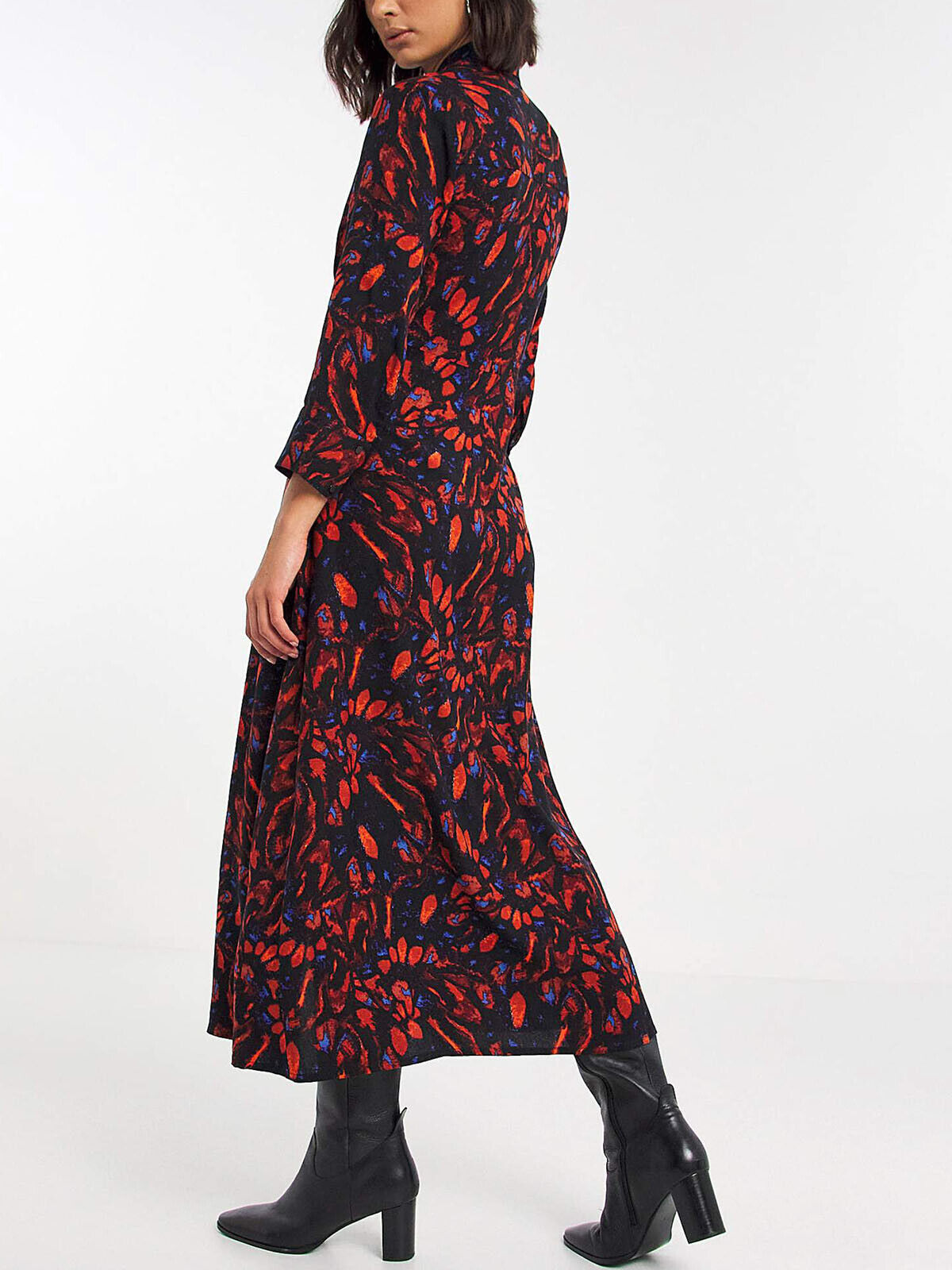 JD Williams Black Printed Tie Waist Midi Shirt Dress 16 18 22 24 26 28 30 32