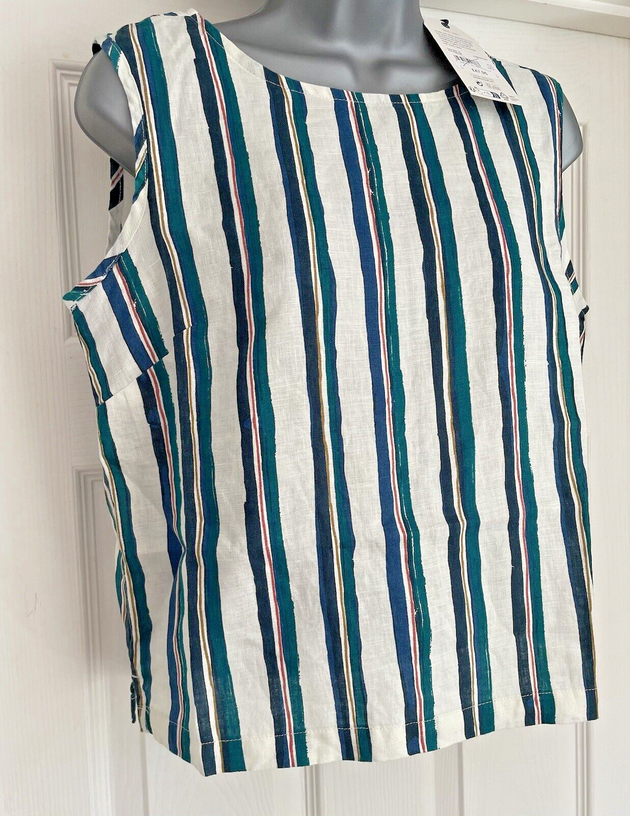 EX Seasalt River Stripe Chalk Linen Colour Study Top 8 10 12 14 16 18 RRP £48