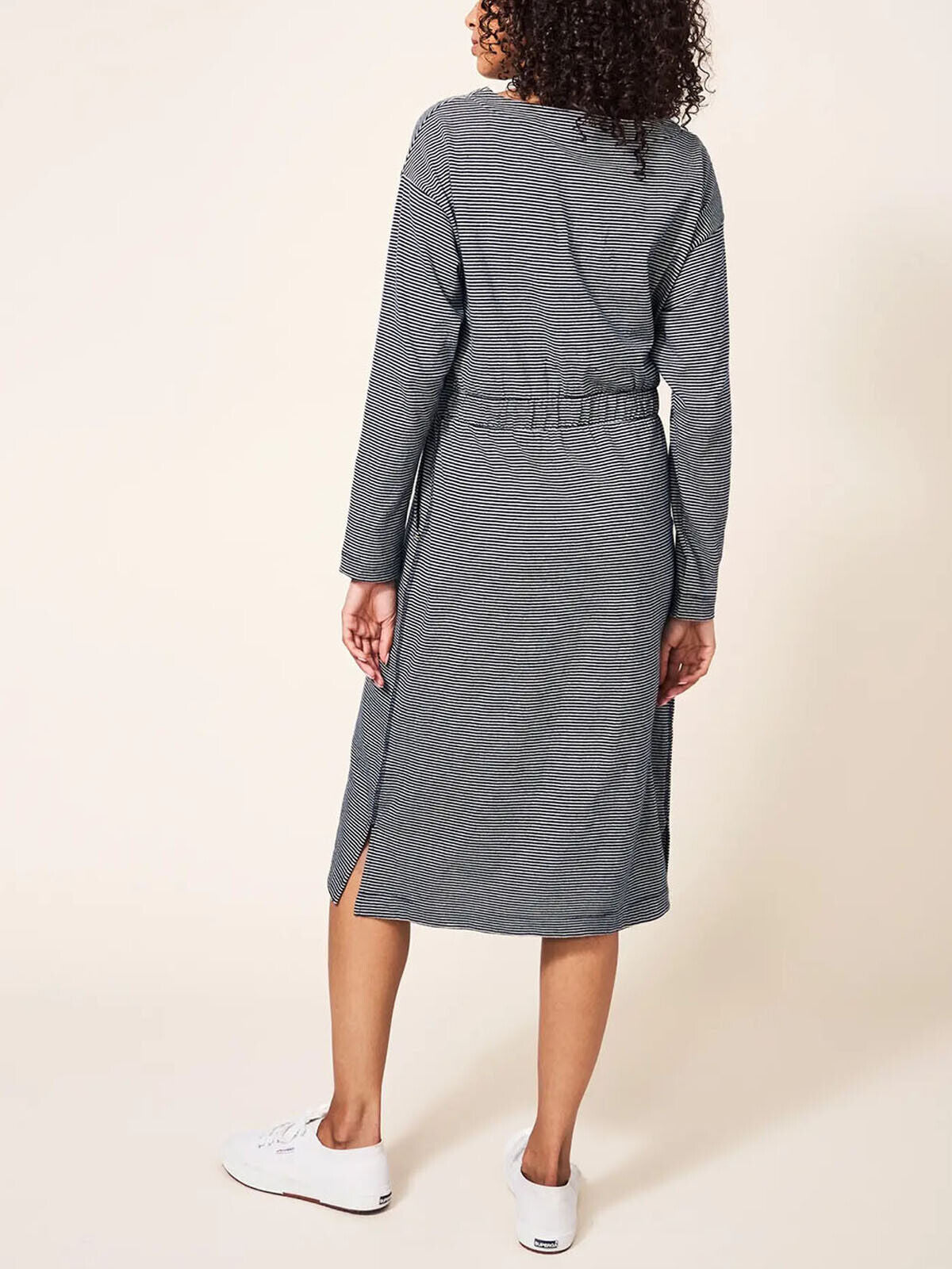 EX White Stuff Evie Midi Relaxed Fit Striped Jersey Dress Sizes 8-20 SECONDS