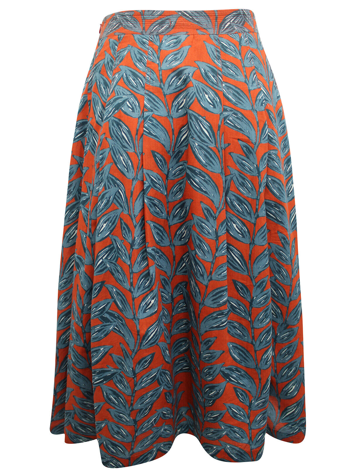 EX Seasalt Orange/Red Leaves Cotton Sea Mist Skirt 12 14 16 18 20 22 24 26/28