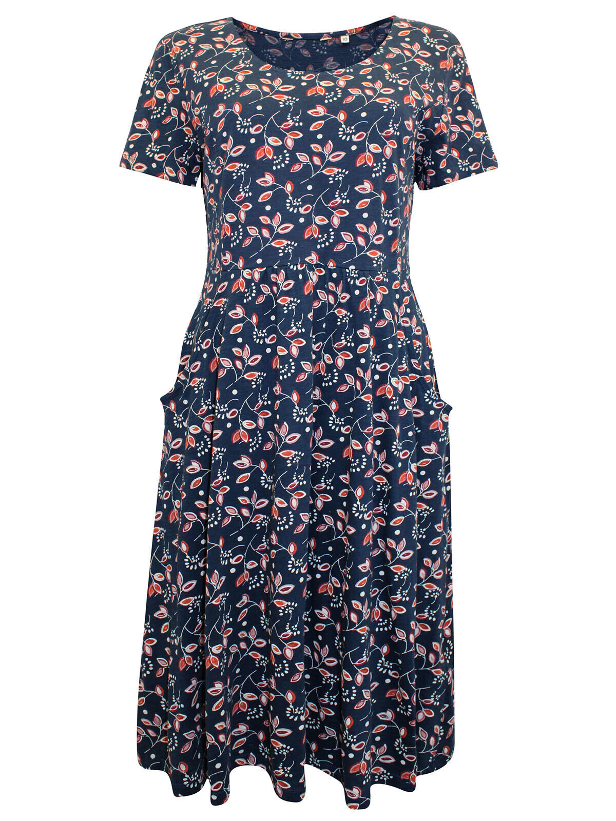 EX Seasalt Navy Floral Enor Short Sleeve Jersey Dress 8 10 12 14 16 24 26/28
