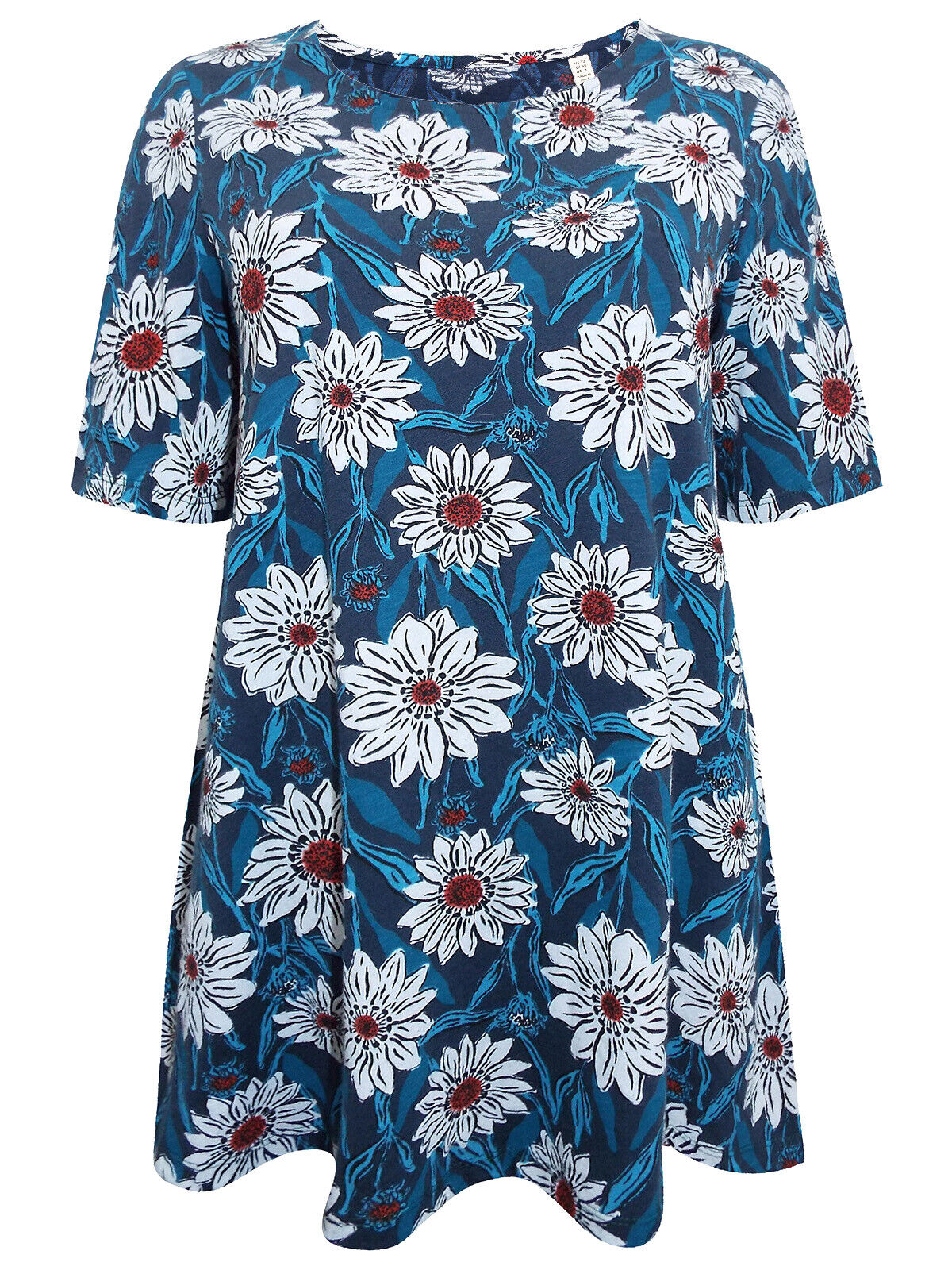 EX SEASALT Blue Daisy Stem Swell Organic Cotton A-Line Salt Bell Top Sizes 10 12