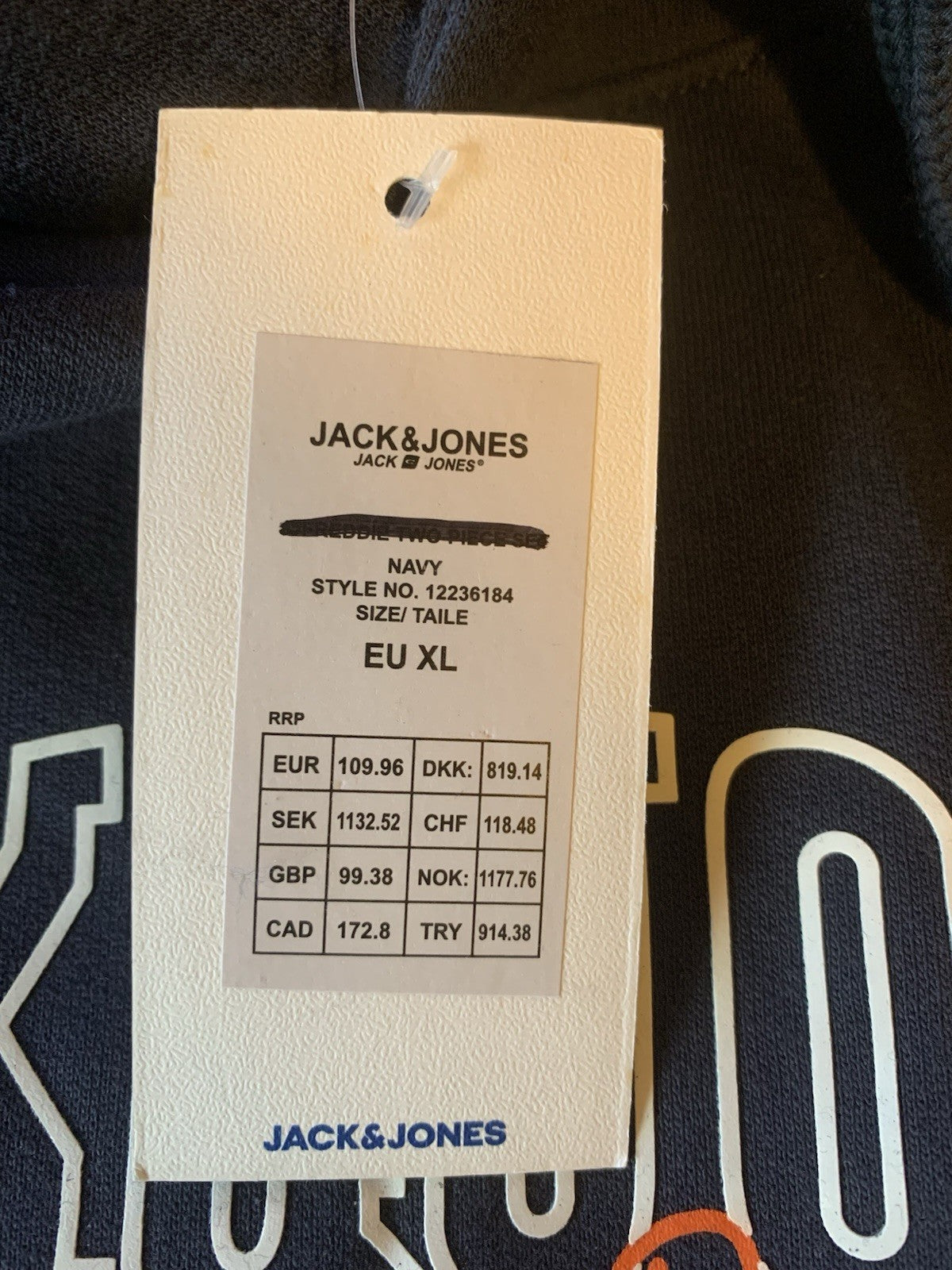 Jack & Jones Mens Navy Hooded Sweatshirt Hoodie Pullover Top Size XL4