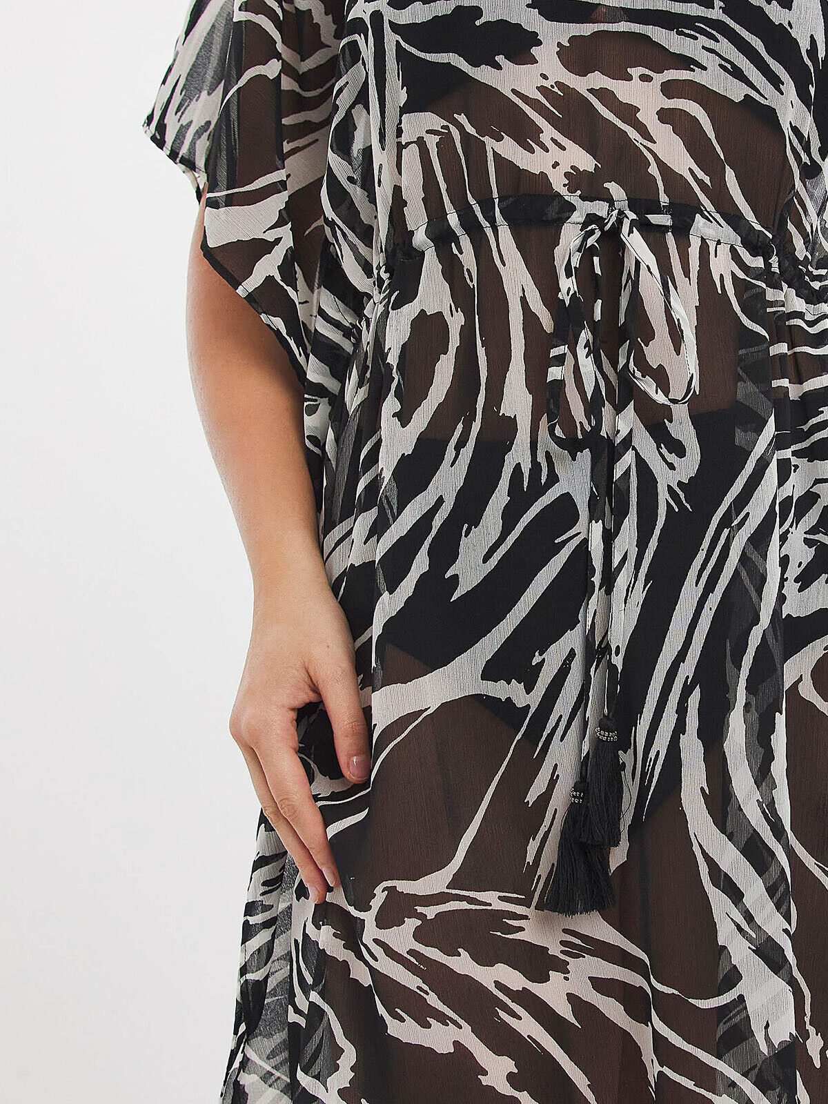 JD Williams Black Printed Tie Waist Kaftan Sizes 16/18, 20/22, 24/26