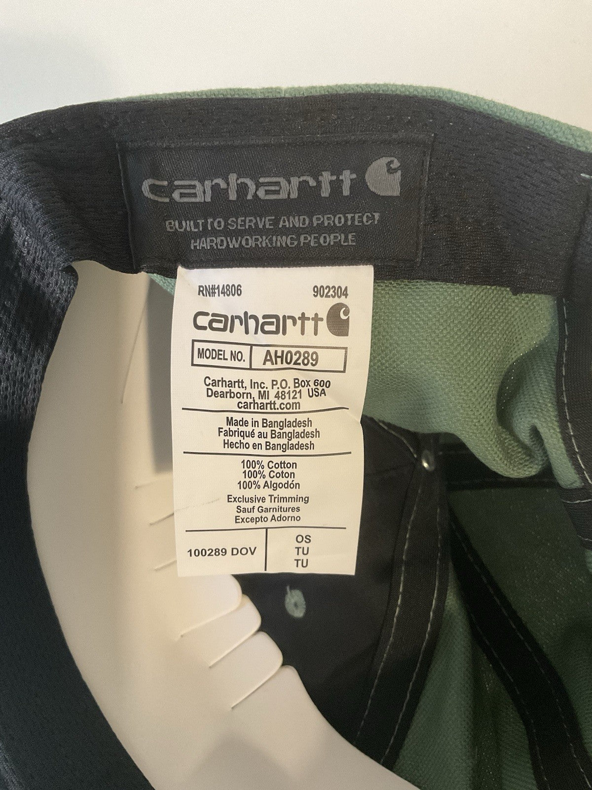 Carhartt Green Cotton Cap Odessa Canvas SECONDS3