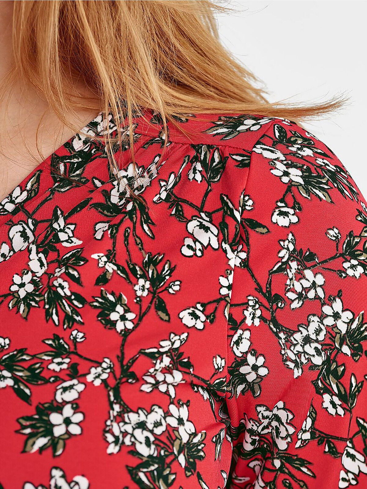 Ellos Red Floral Print Wrap Front Midi Dress in UK Size 26