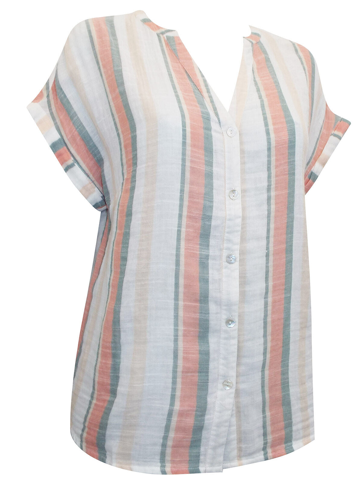 Debenhams Maine New England Rose Cotton Striped Button Through Top 16 18 20
