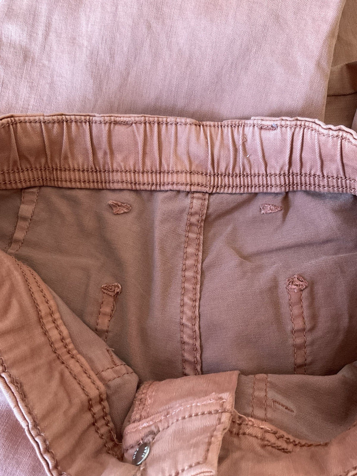 EX M*S Salmon Cotton Blend Slim Ankle Grazer Joggers Chino Trousers Size 10Short2