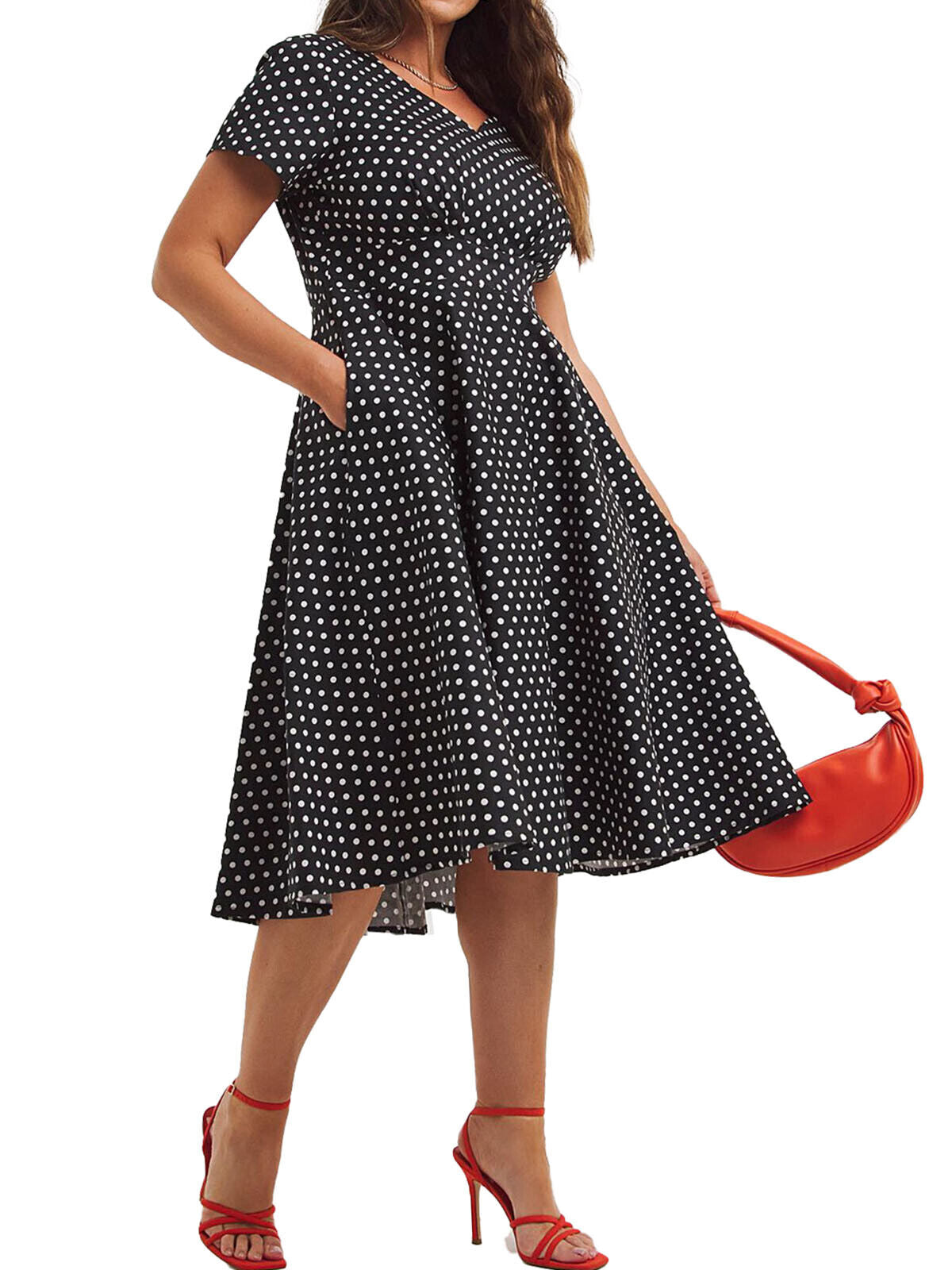 Joe Browns Black The Peggy Polka Dot Midi Dress in Sizes 12 24 26