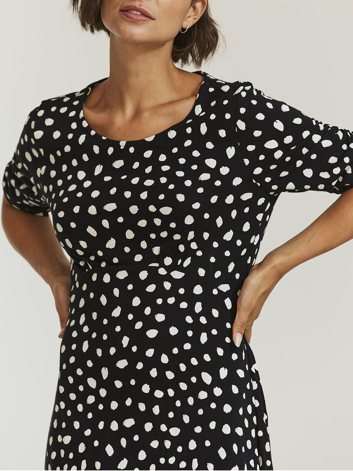 EX Fat Face Black Delilah Double Spot Dress in Sizes 8, 10, 12, 14, 16 RRP £46