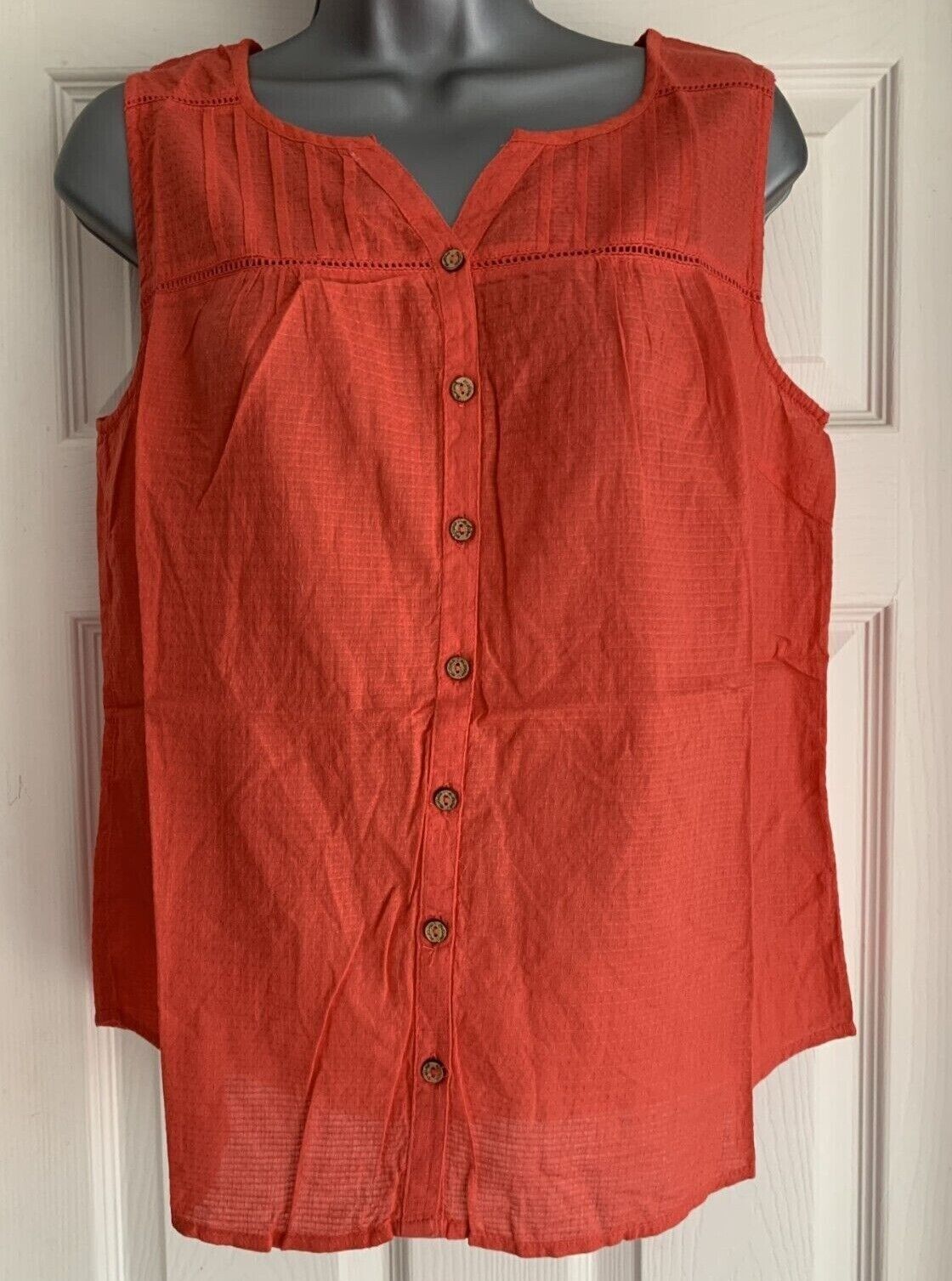 EX Mantaray Red Textured Cotton Top in Sizes 12, 14, 16, 18, 20, 22