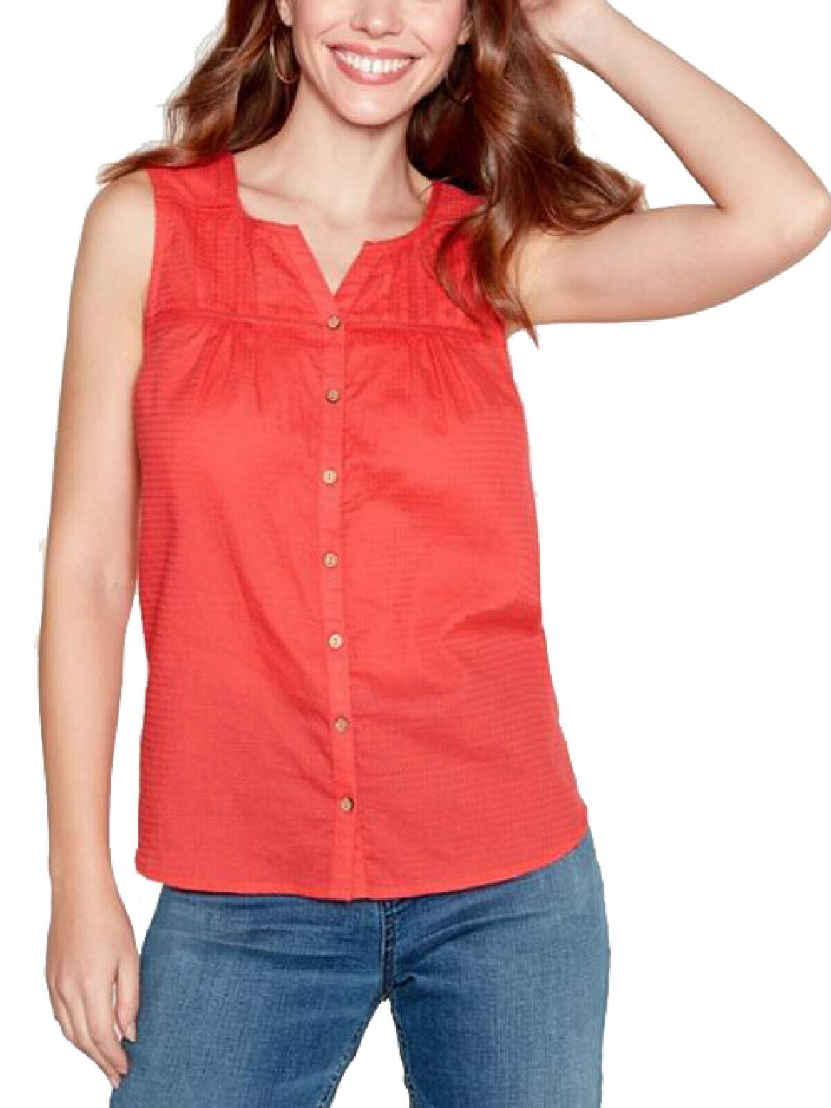 EX Mantaray Red Textured Cotton Top in Sizes 12, 14, 16, 18, 20, 22