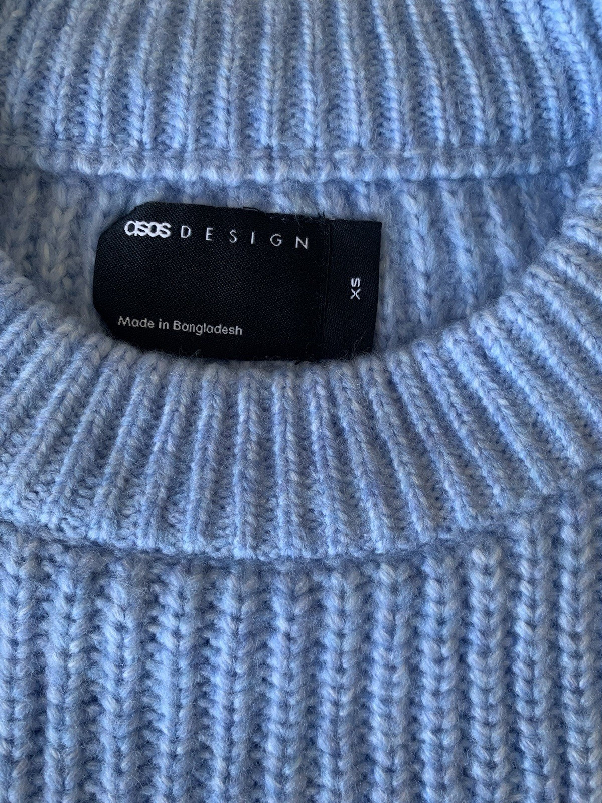 Asos Design Blue Chunky Ribbed Knit OVERSIZED Crew Neck Jumper in Size XS2
