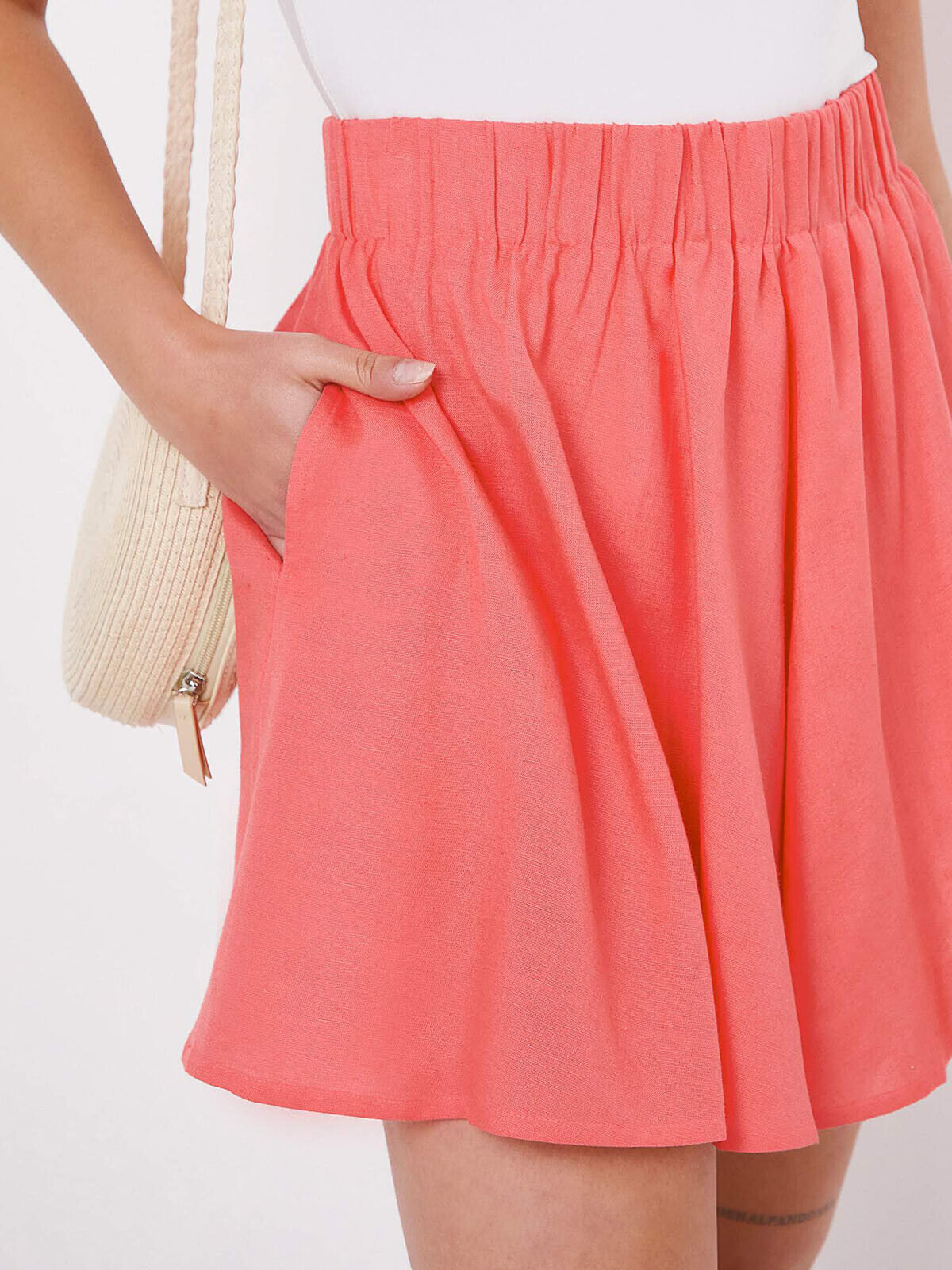 Simply Be Coral Linen Blend Floaty Shorts in Sizes 18, 20, 24, 26, 30, 32