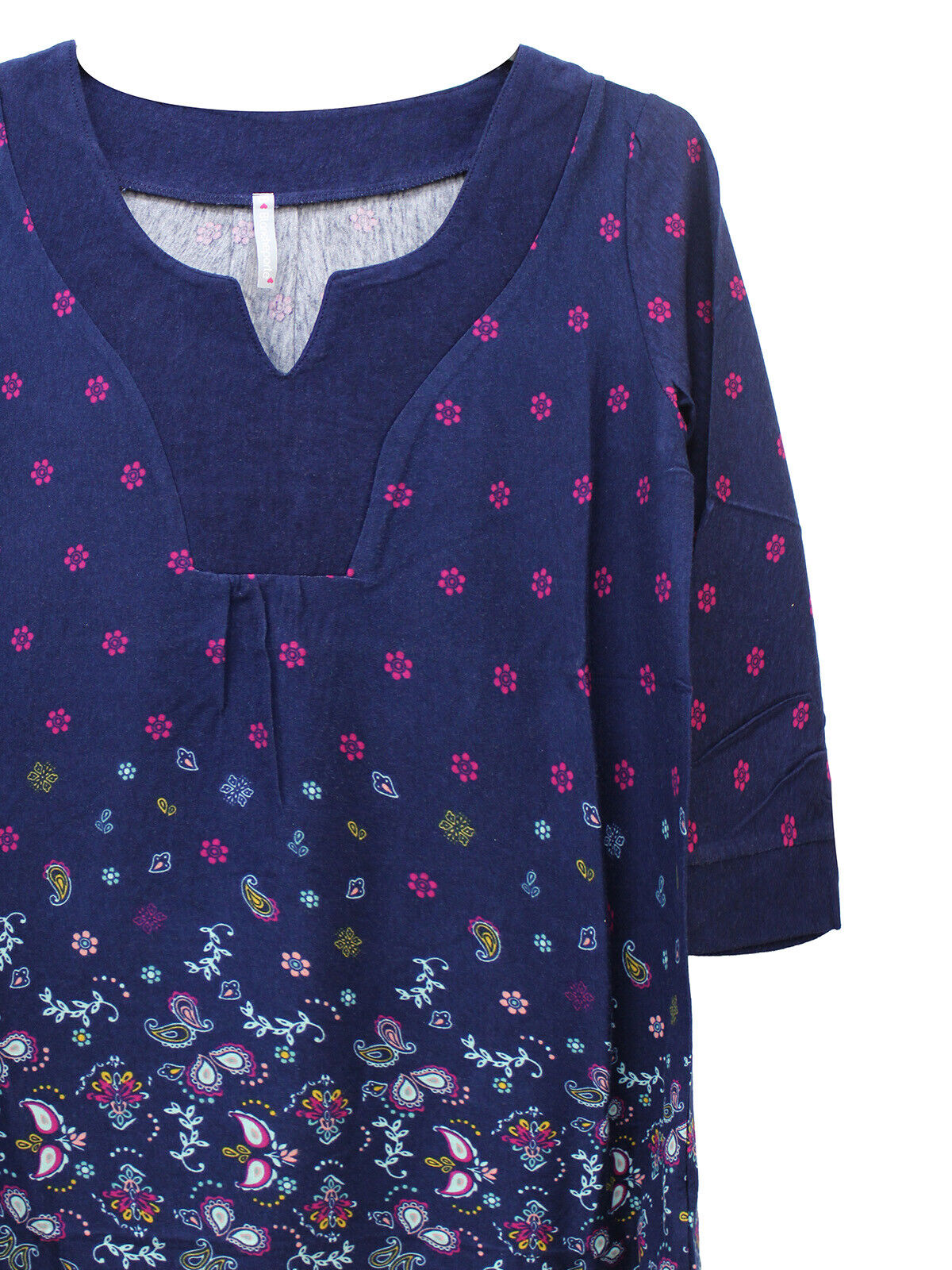Blancheporte Marine Cotton Blend Paisley Border Tunic 10/12, 14/16, 18/20, 26