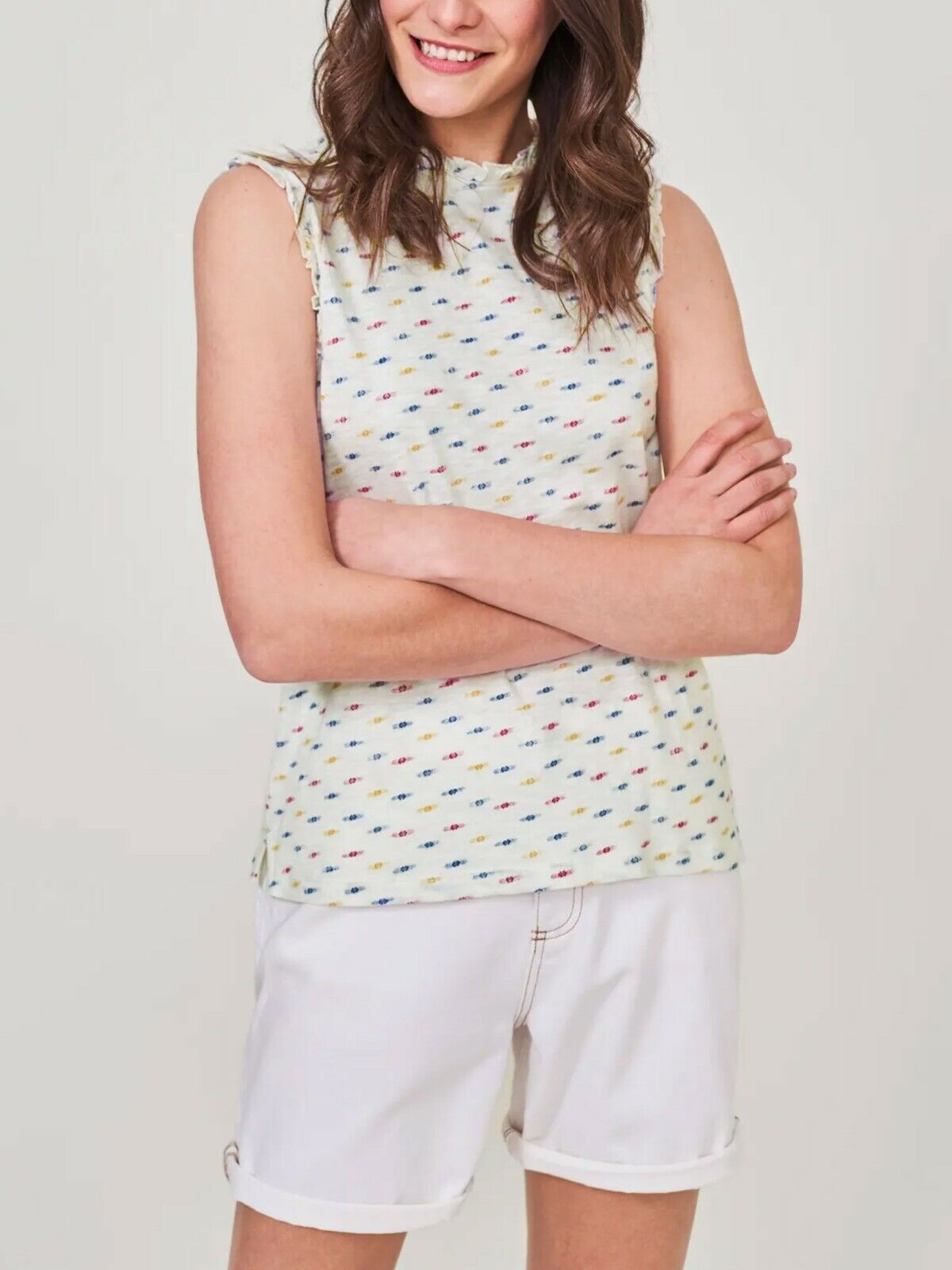 EX WHITE STUFF White Effie Jersey Vest in Sizes 10, 14, 16, 18 RRP £25