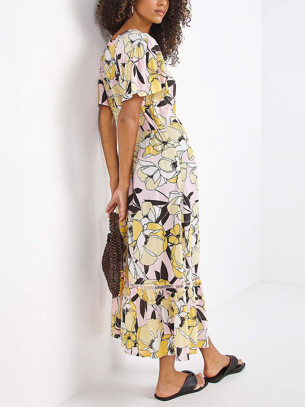 JD Williams Multi Floral Crinkle Button Through Dress 10, 12, 14, 24, 28 RRP £39