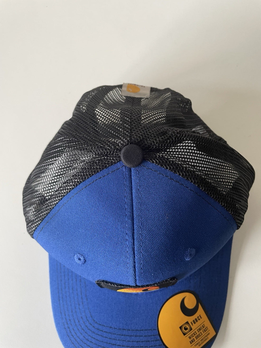 Carhartt Blue/Black Force Canvas Mesh Back Graphic Logo Workwear Cap1