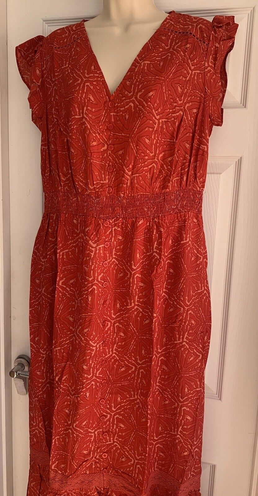EX Joe Brown Red Printed Lace Maxi Dress 12 14 16 18 20 22 24 26 28 30 32 RRP£65