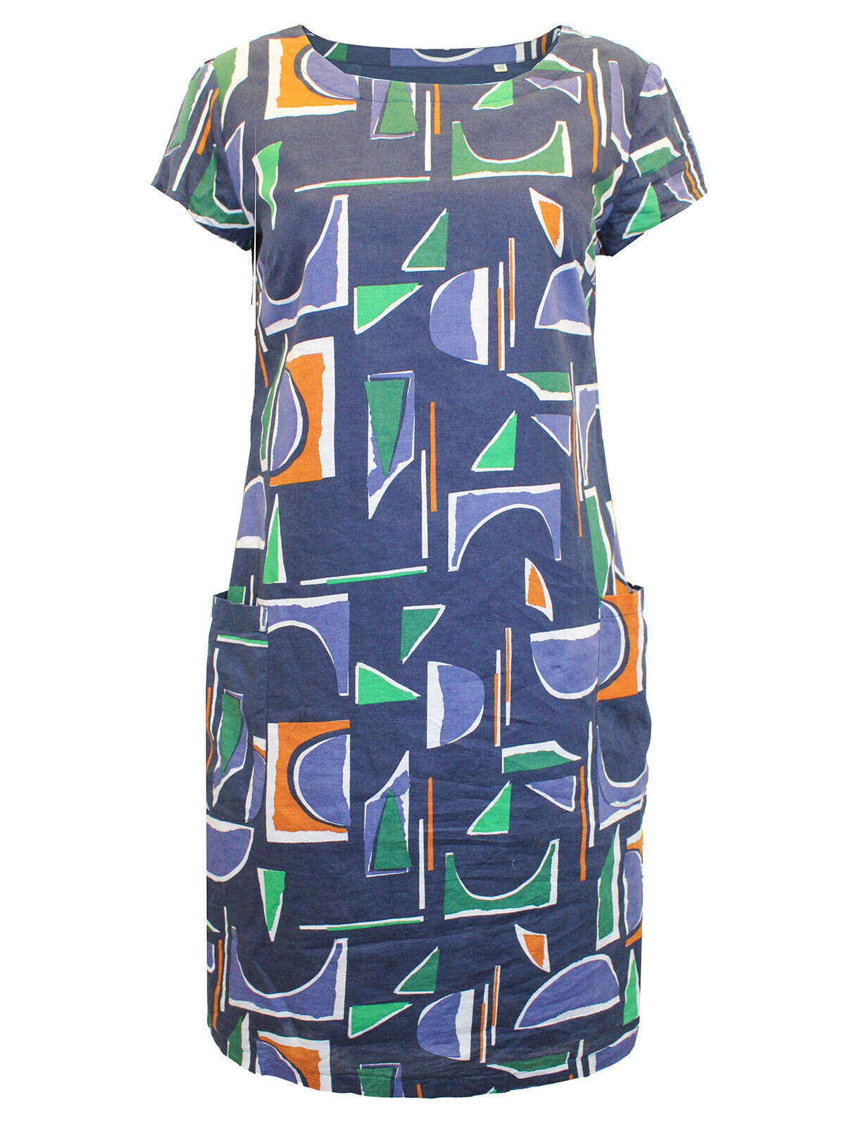 EX Seasalt Navy Wood Collage River Cove Shift Dress 10 12 14 16 20 22 24 RRP £70